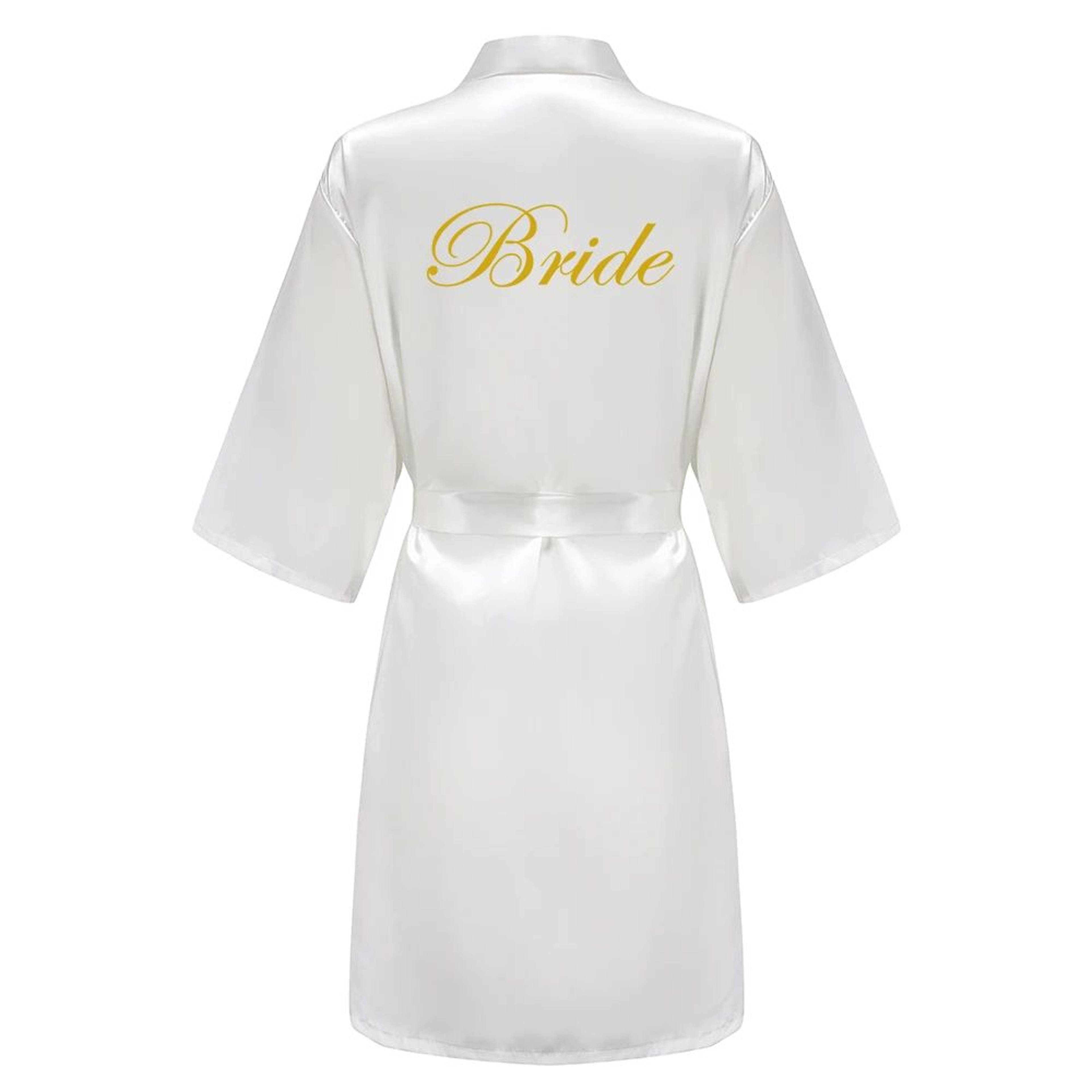 Elegant Satin Bridal Party Robe  Short Silk Bridesmaid  Bride Getting Ready Robe 4