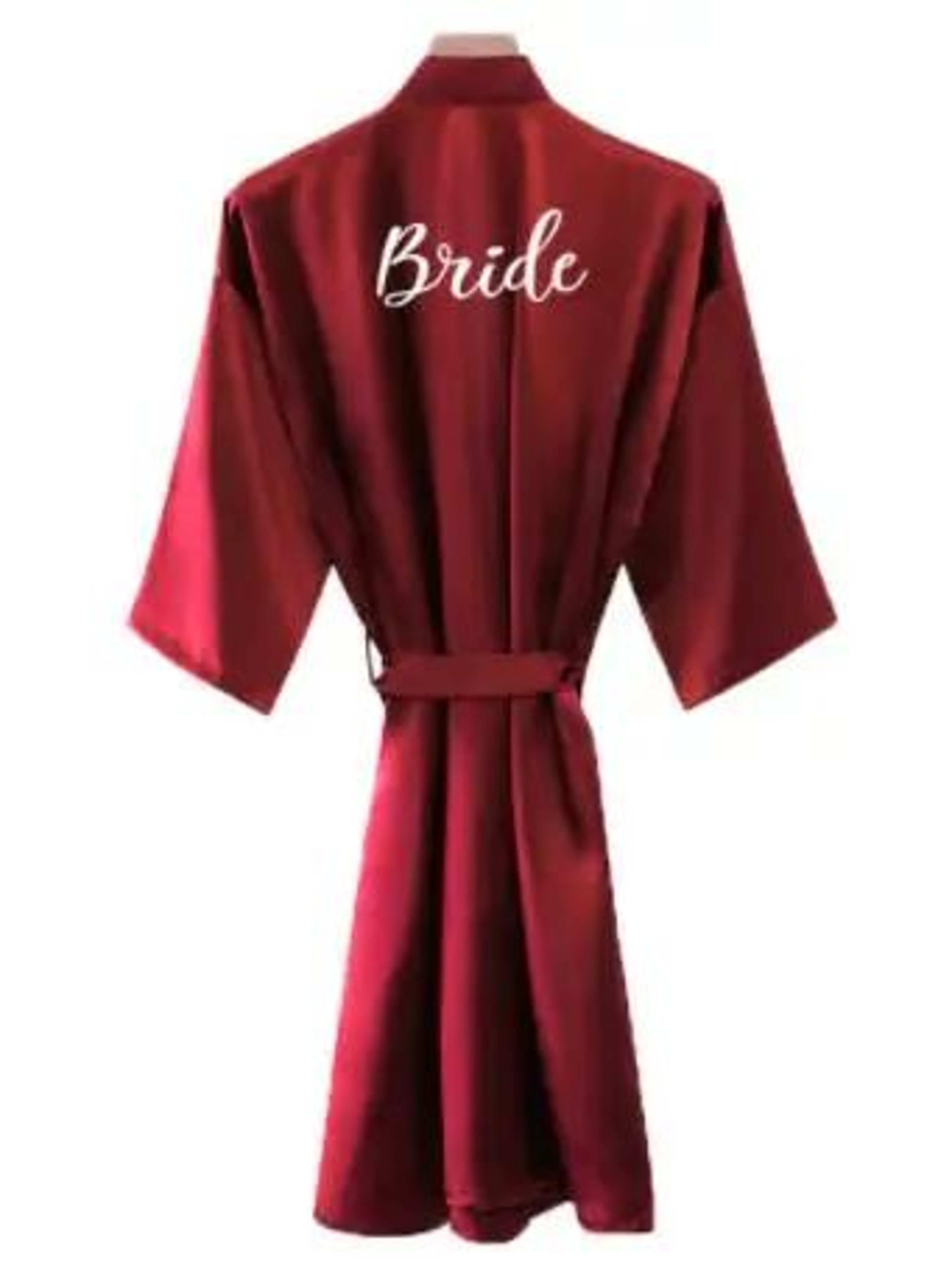 Burgundy Satin Bridal Robe For Weddings  Bridesmaids  Silky Kimono Bathrobe 2