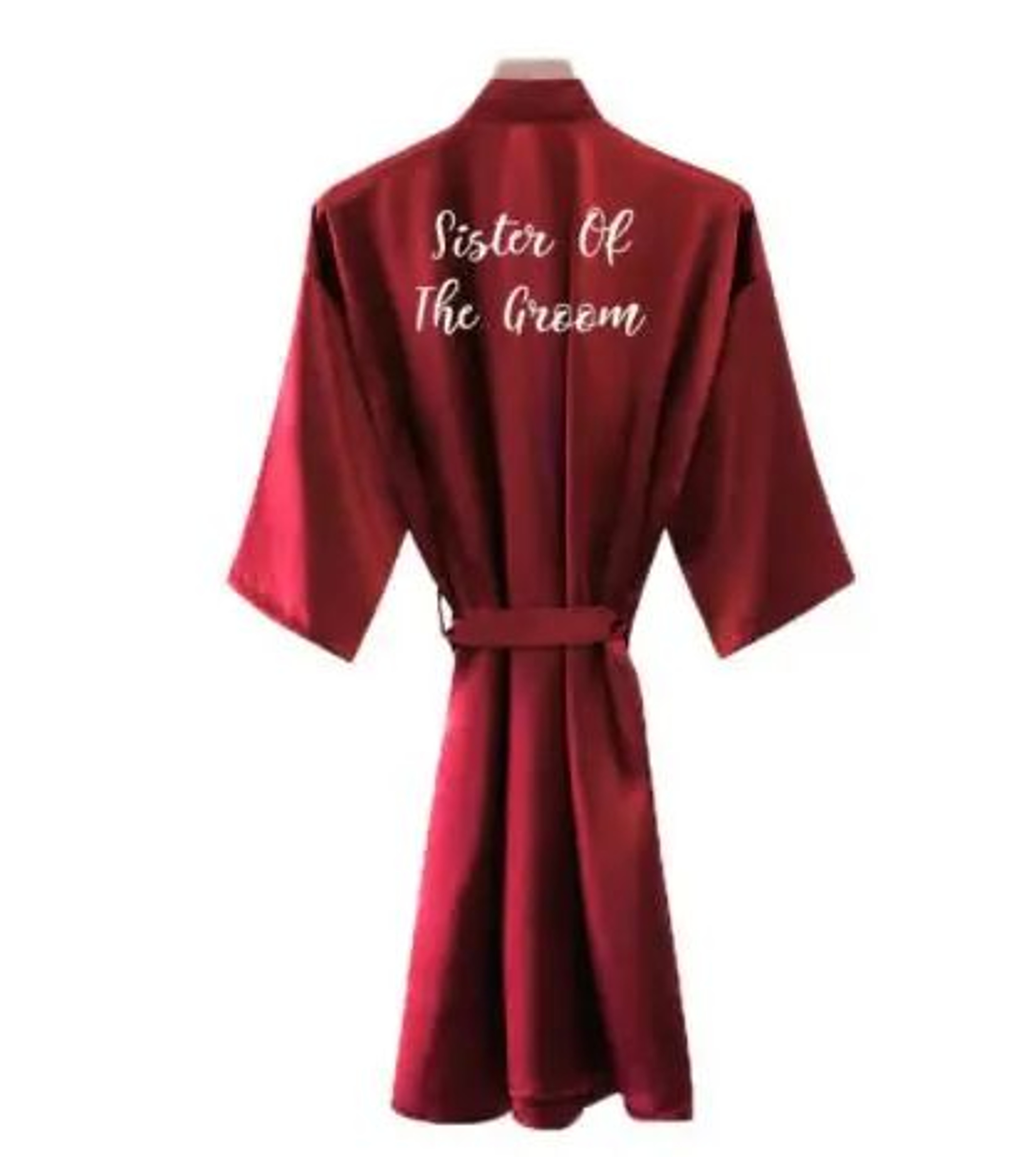 Burgundy Satin Bridal Robe For Weddings  Bridesmaids  Silky Kimono Bathrobe 1