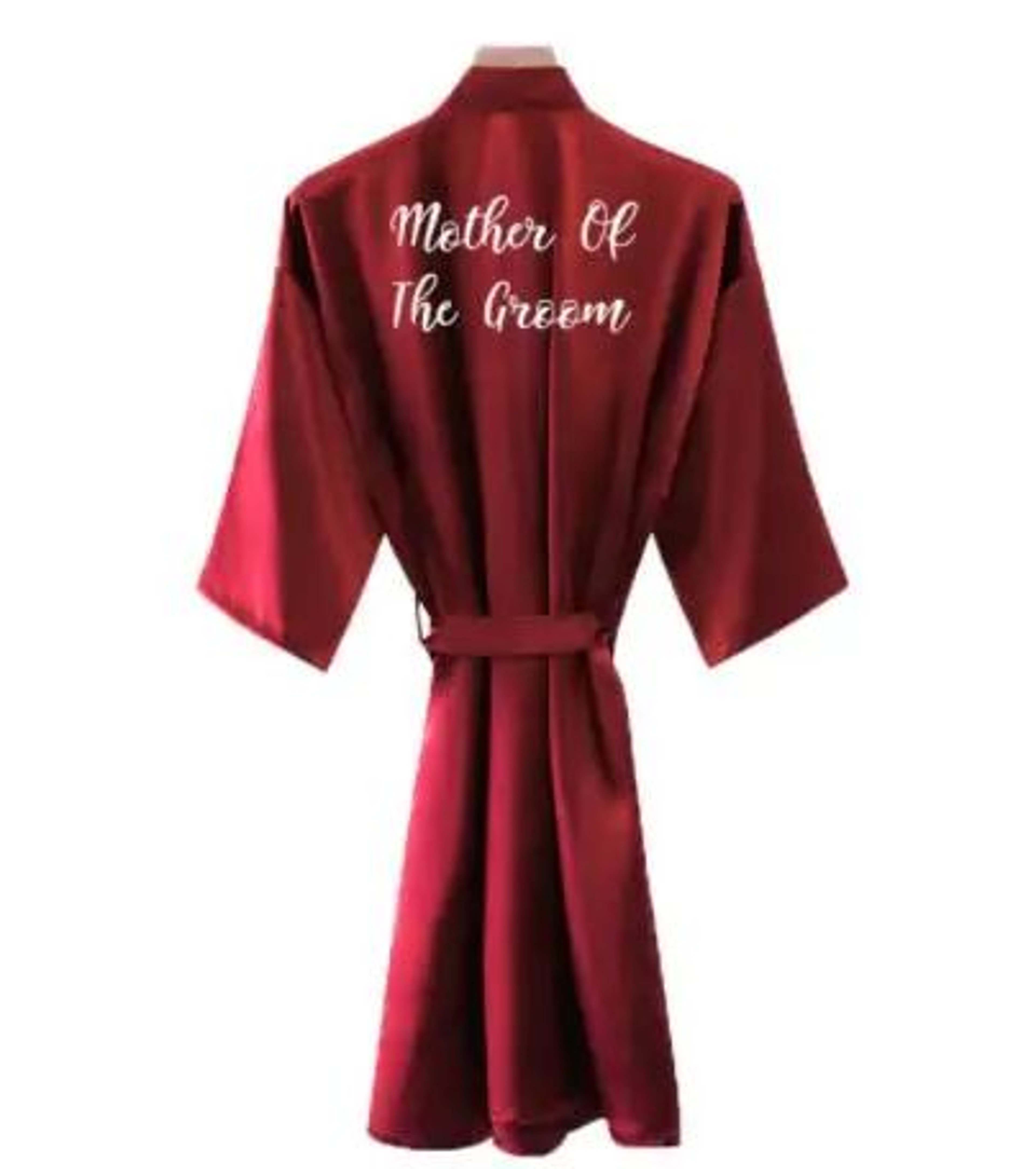 Burgundy Satin Bridal Robe For Weddings  Bridesmaids  Silky Kimono Bathrobe 7