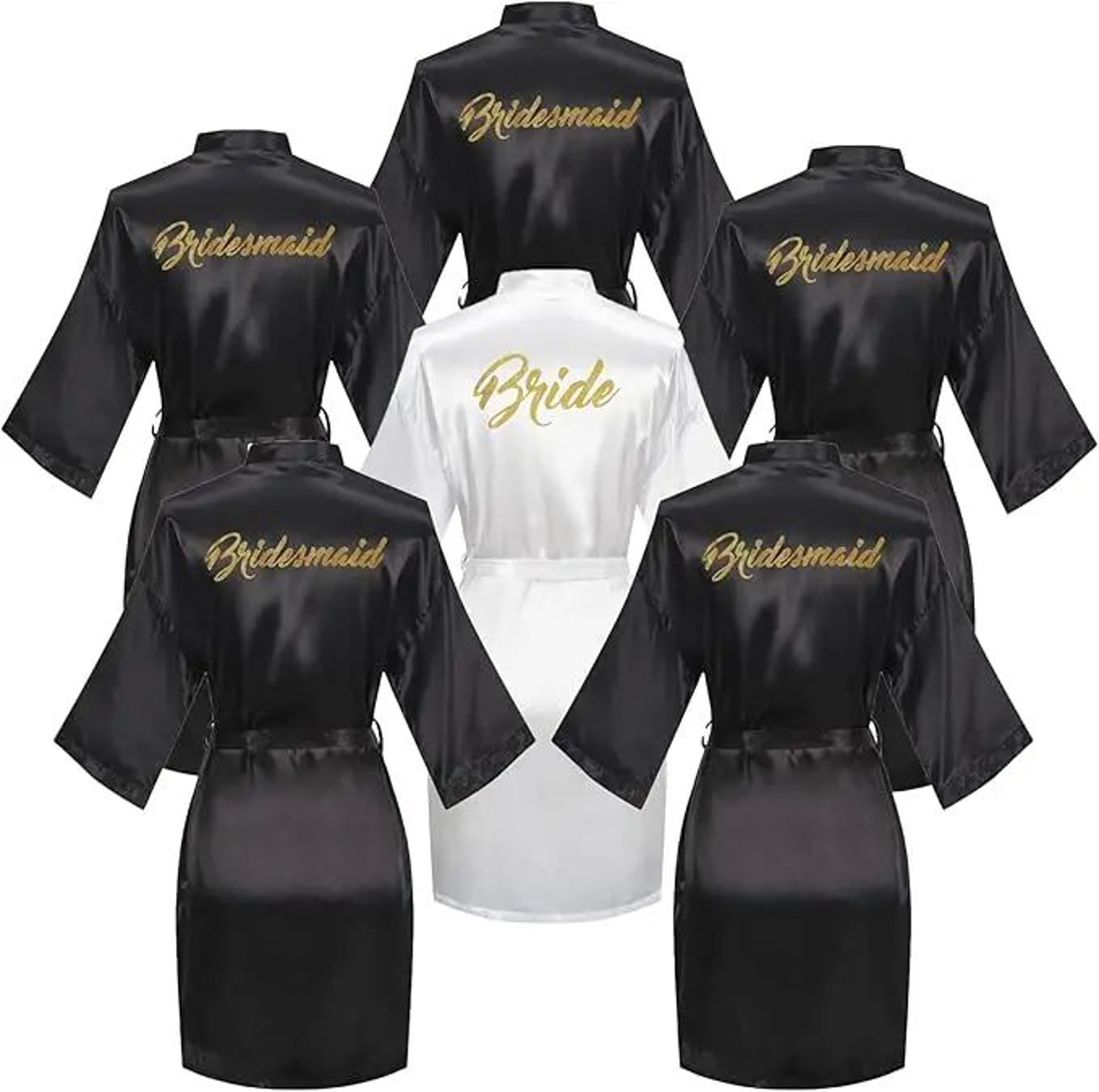 Bridal Party Silky Robe Set  6Piece Bride  Bridesmaid Getting Ready Robes 4