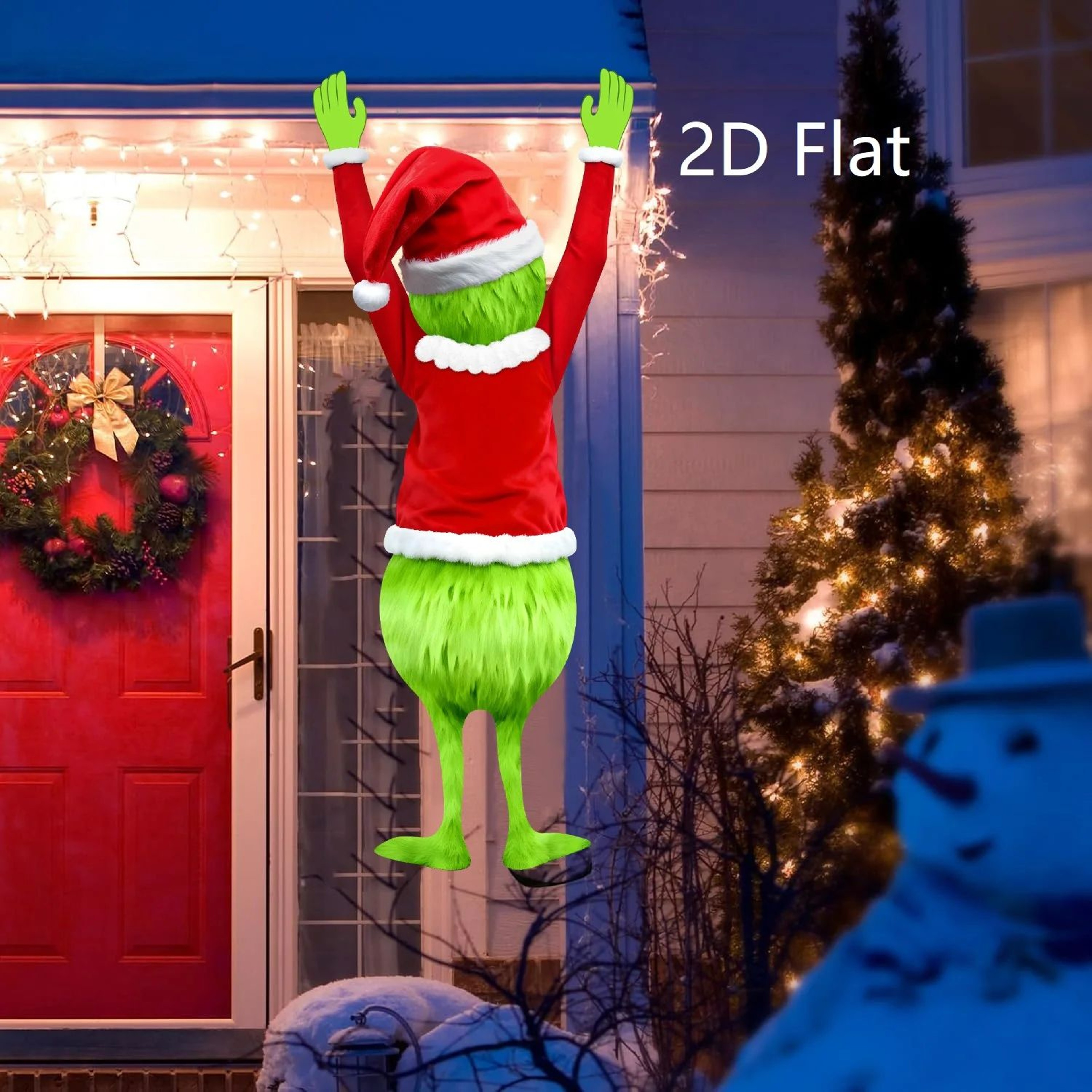 GreenHaired Character 2D Christmas Hanging Decoration  Funny Holiday Hanging Decor For Indoor  Outd 4