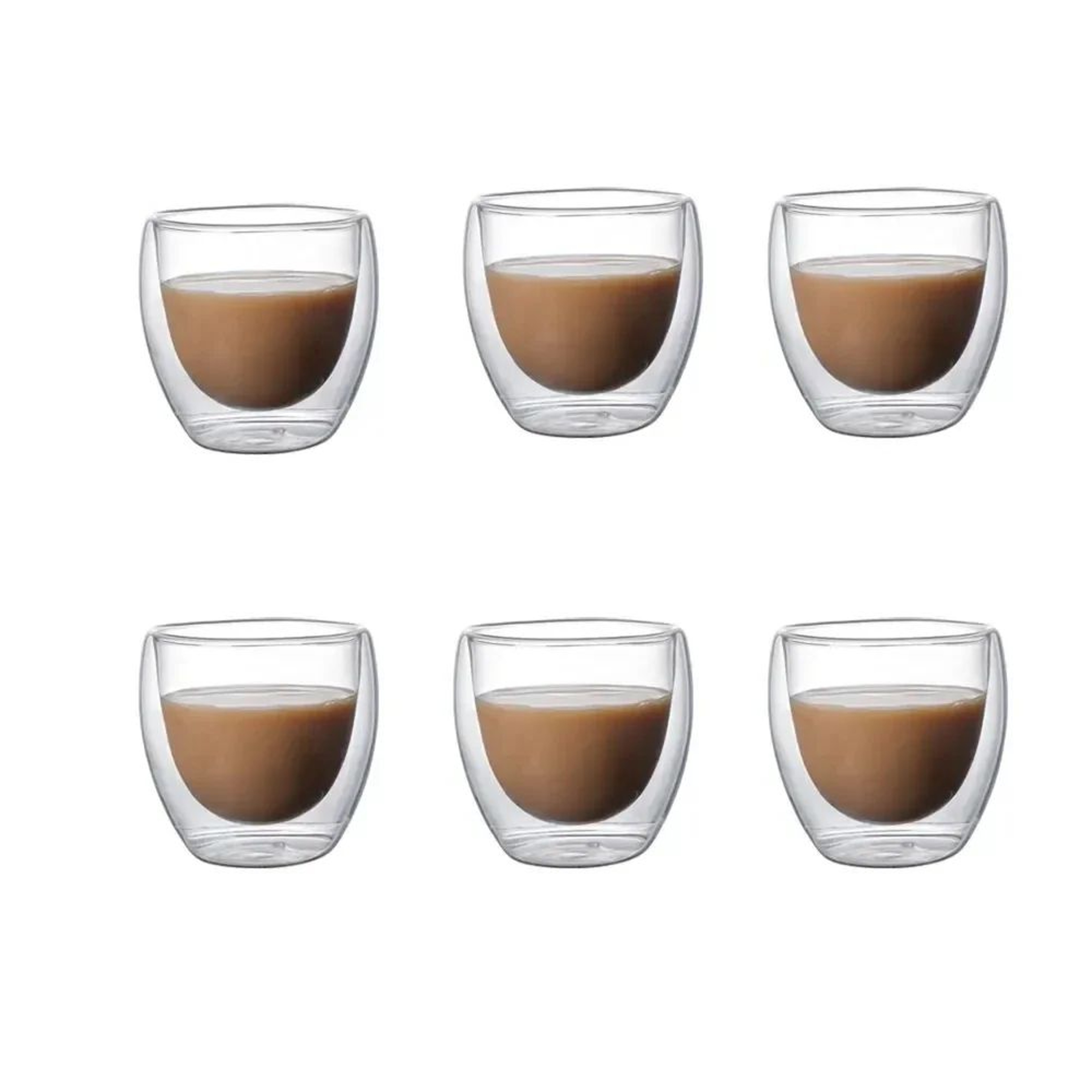 Double Wall Glass Espresso Cups Set  6pcs 80ml Insulated Clear Coffee Mugs 0