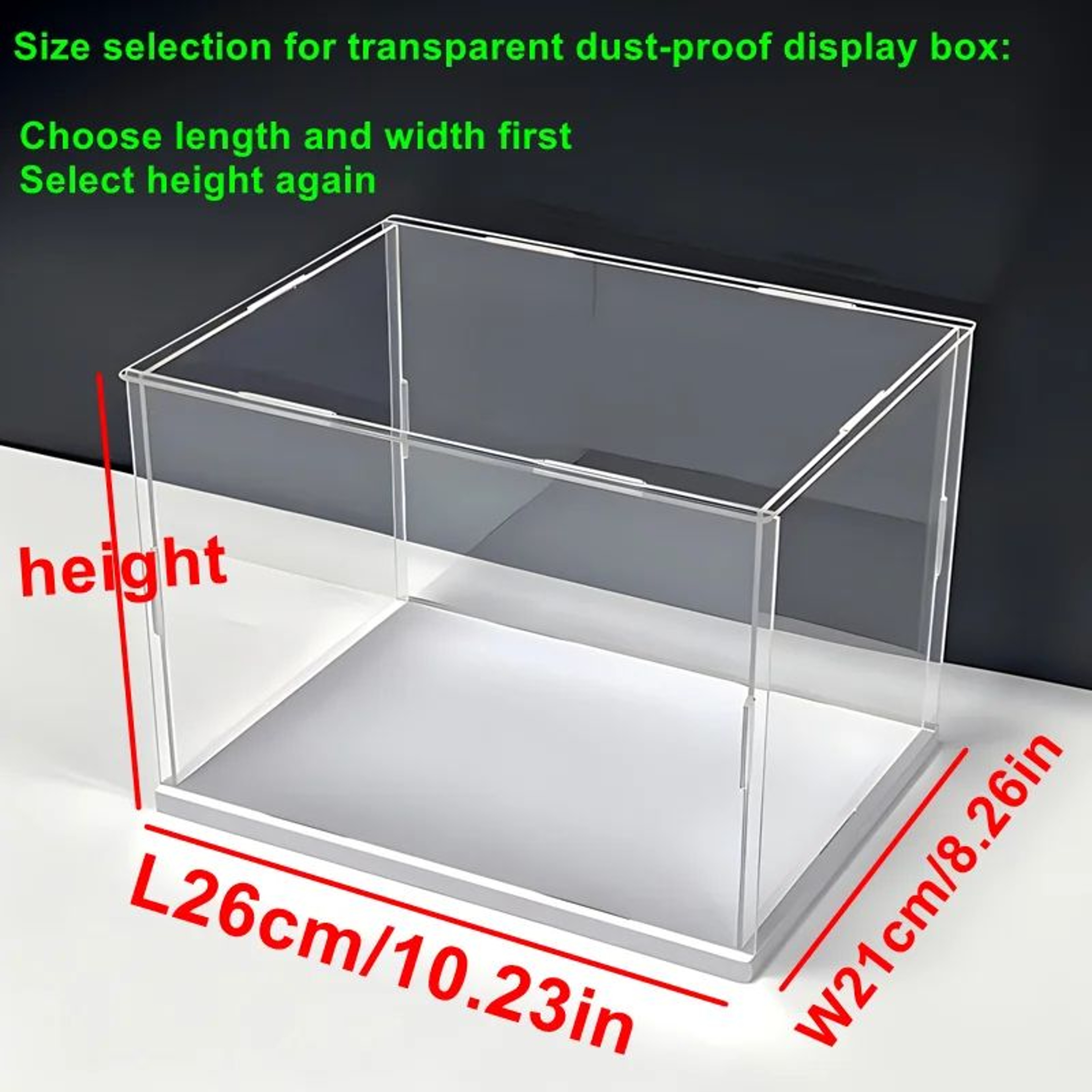 ClearGuard Acrylic Display Case Box With White Base  Transparent Dustproof Showcase For Collectible 15