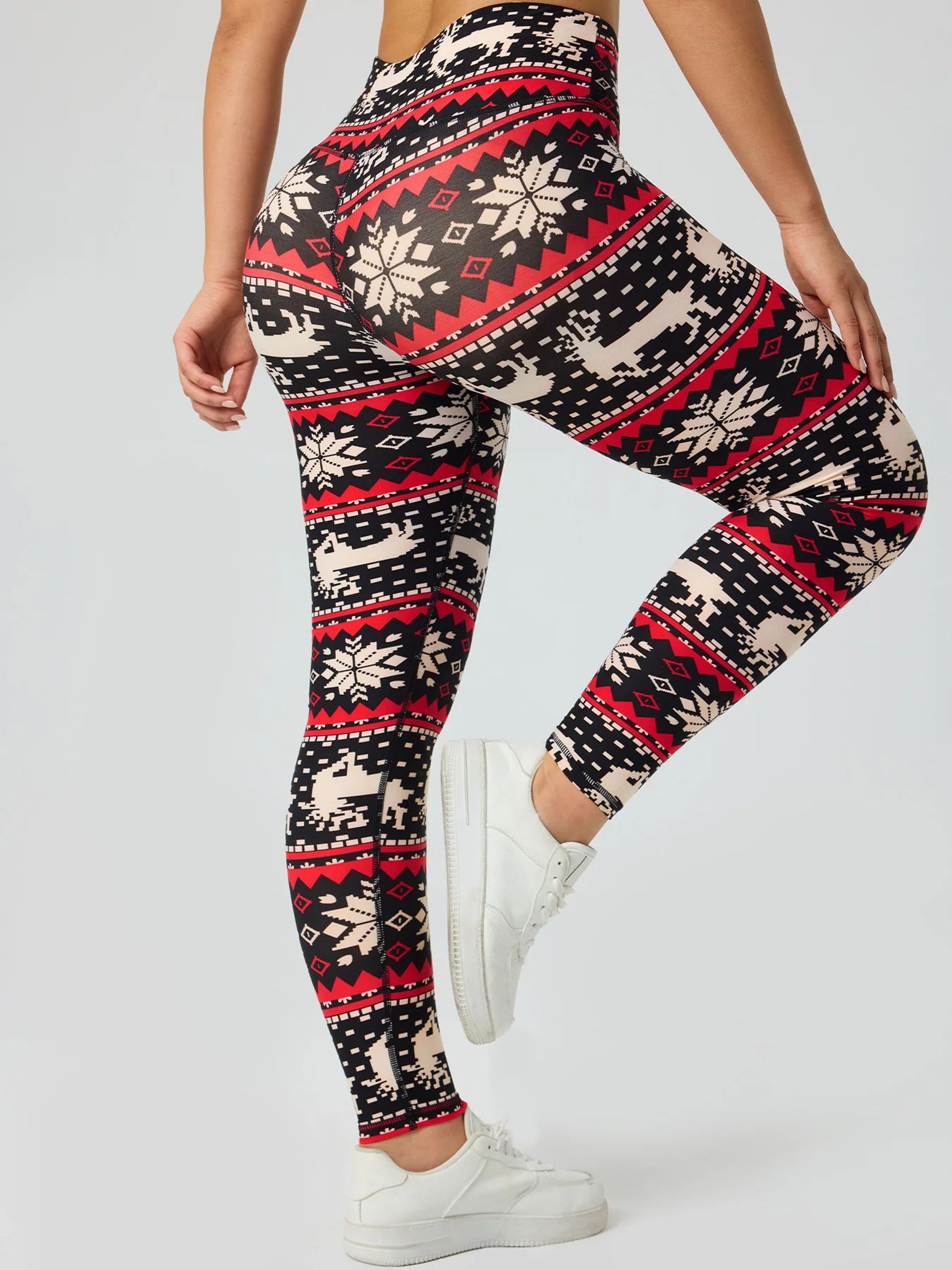 Christmas Print High Waist Tummy Control Leggings For Women  Festive Hip Lifting Yoga Pants 8