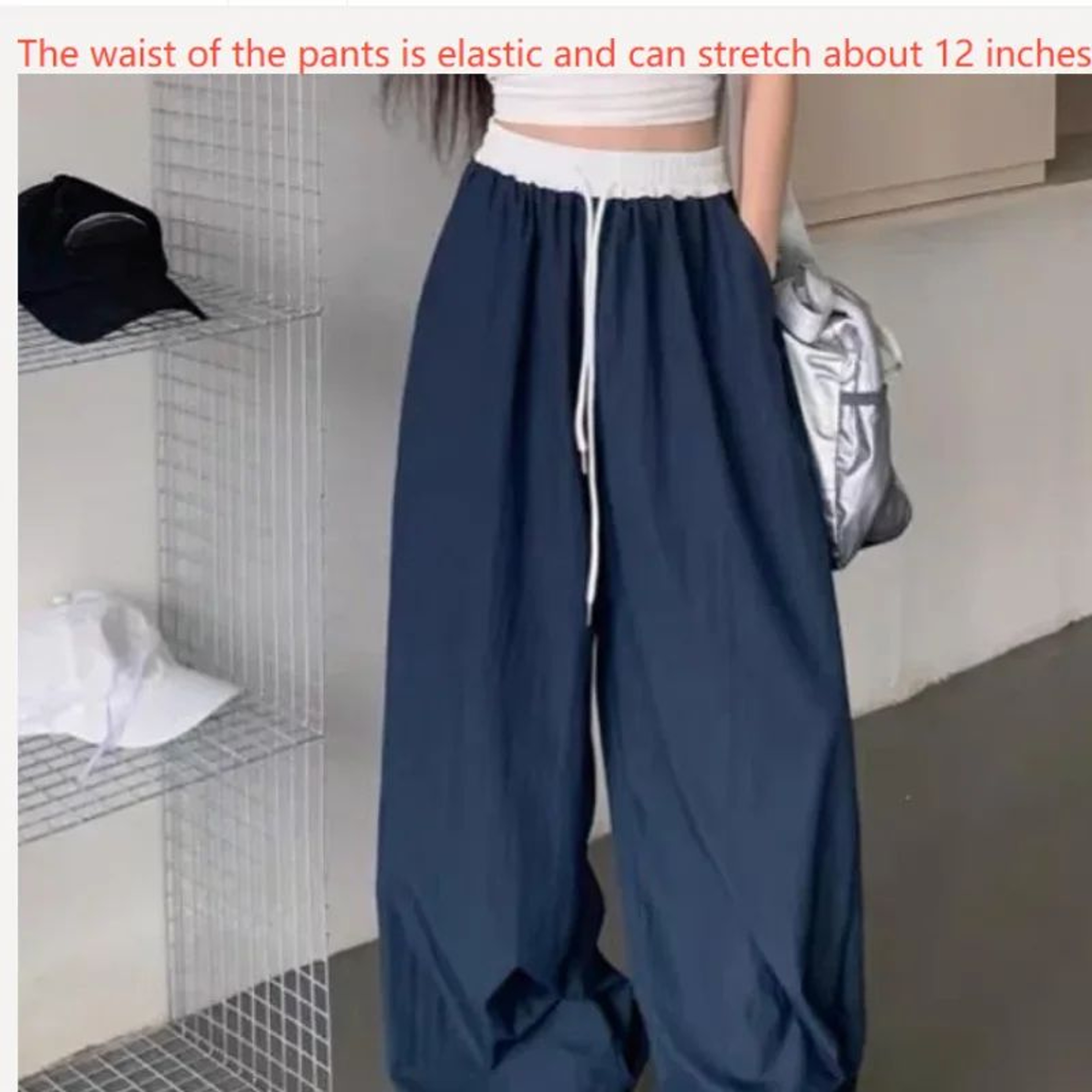 Y2K Gothic Wide Leg Cargo Pants For Women  Adjustable Drawstring Streetwear Trousers 5
