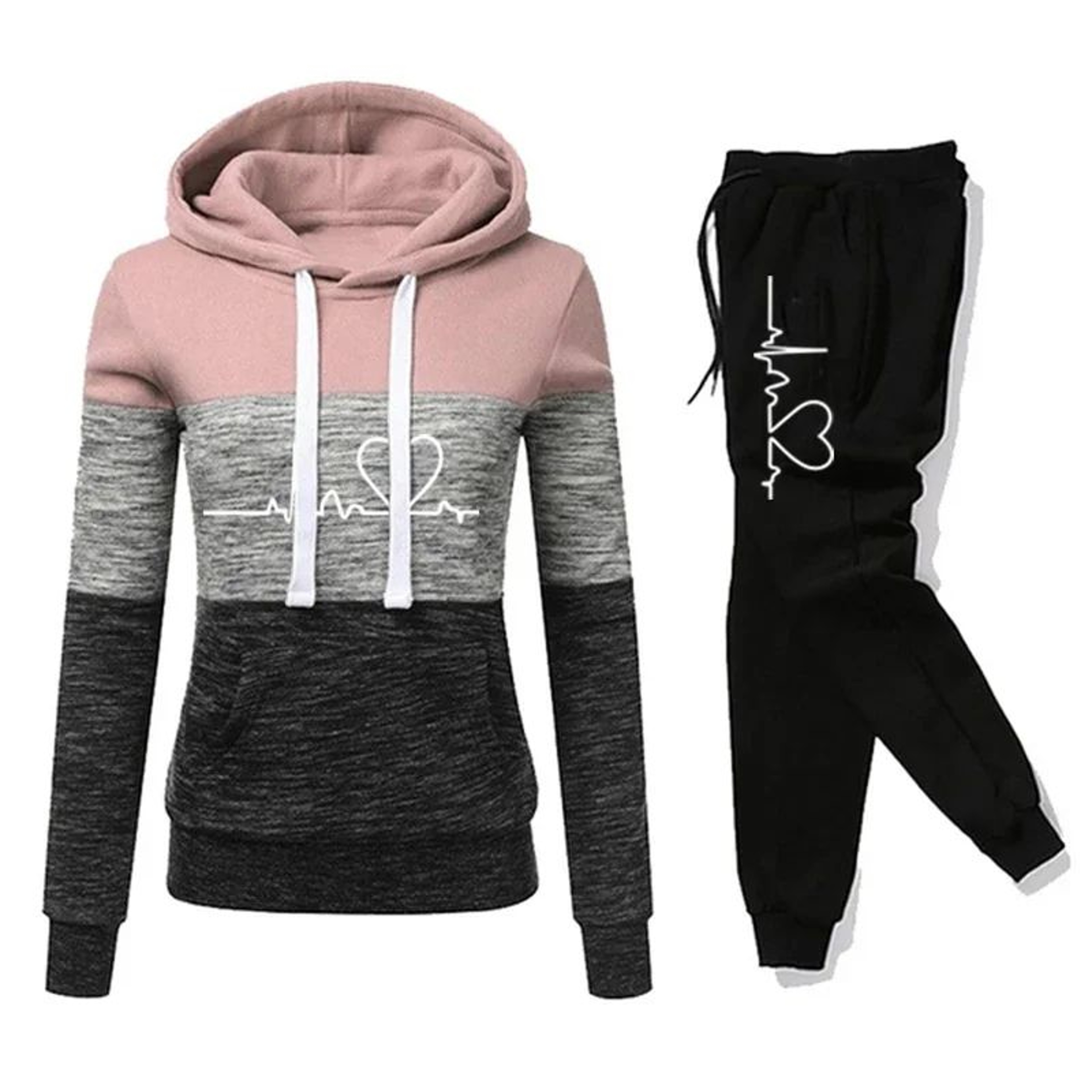 Color Block Womens Tracksuit Set  Hooded Sweatshirt  Jogger Pants Activewear S3XL 7