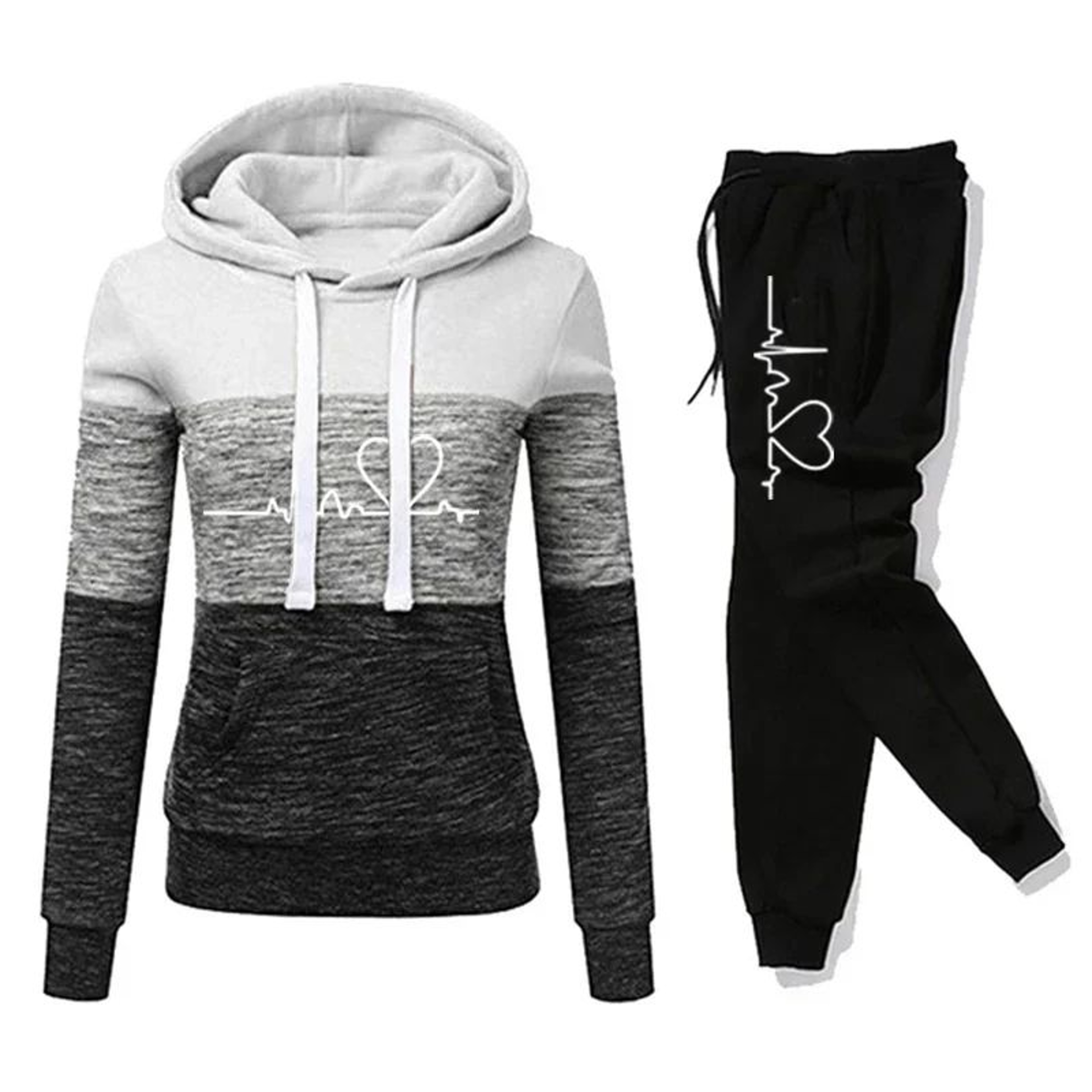 Color Block Womens Tracksuit Set  Hooded Sweatshirt  Jogger Pants Activewear S3XL 9