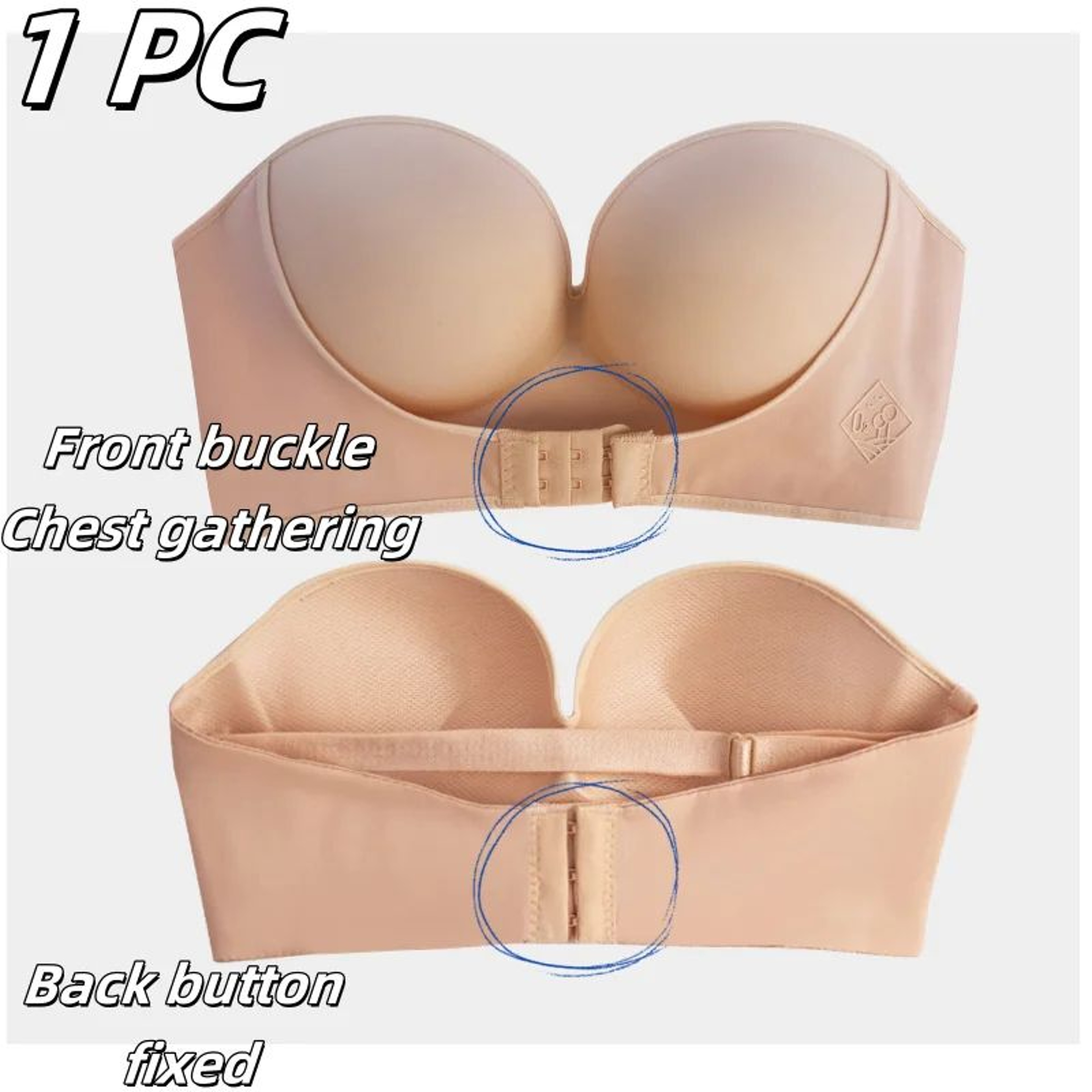 SmoothLift Strapless Push Up Bra  Seamless Front Button Bandeau Top For Women 11
