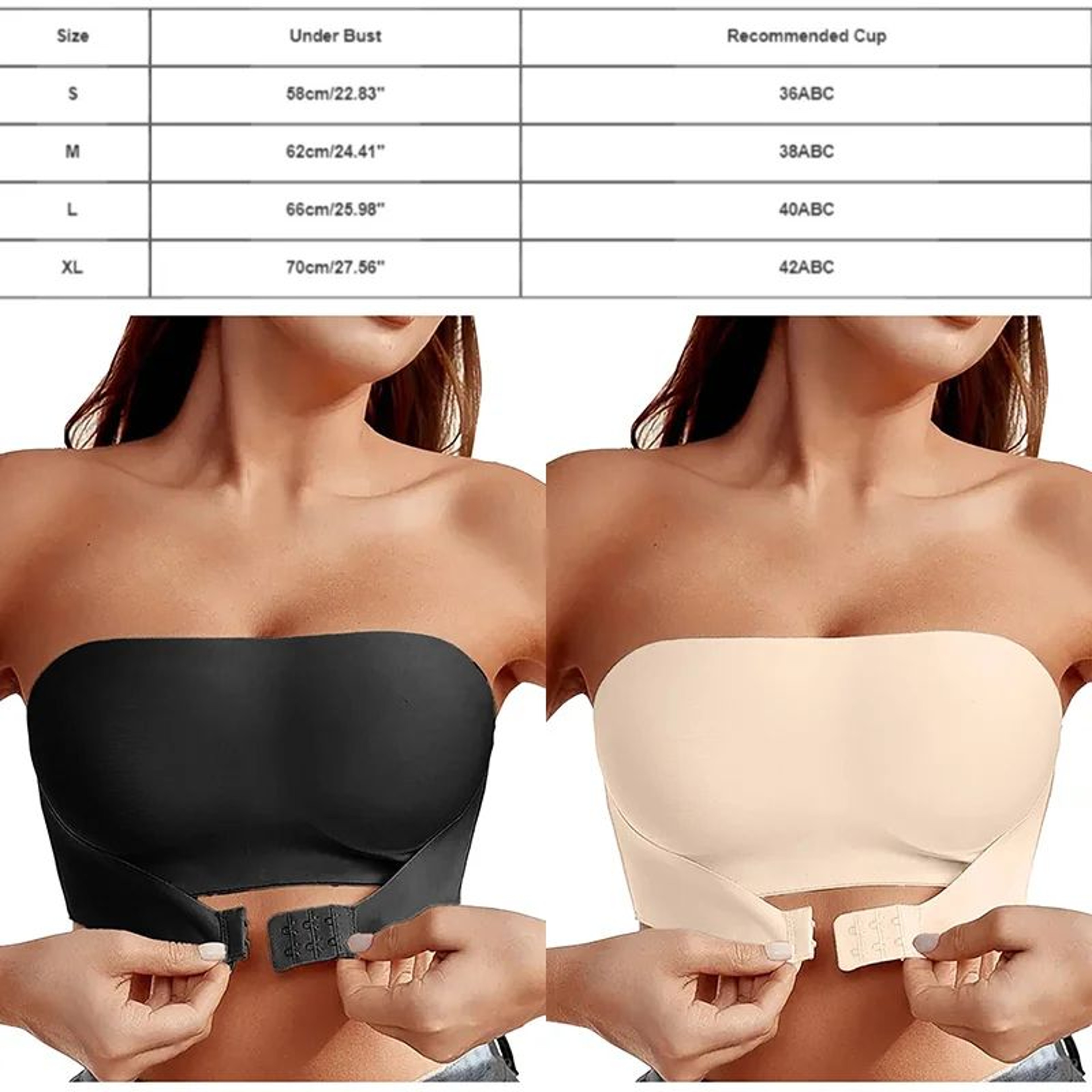 SmoothLift Strapless Push Up Bra  Seamless Front Button Bandeau Top For Women 1