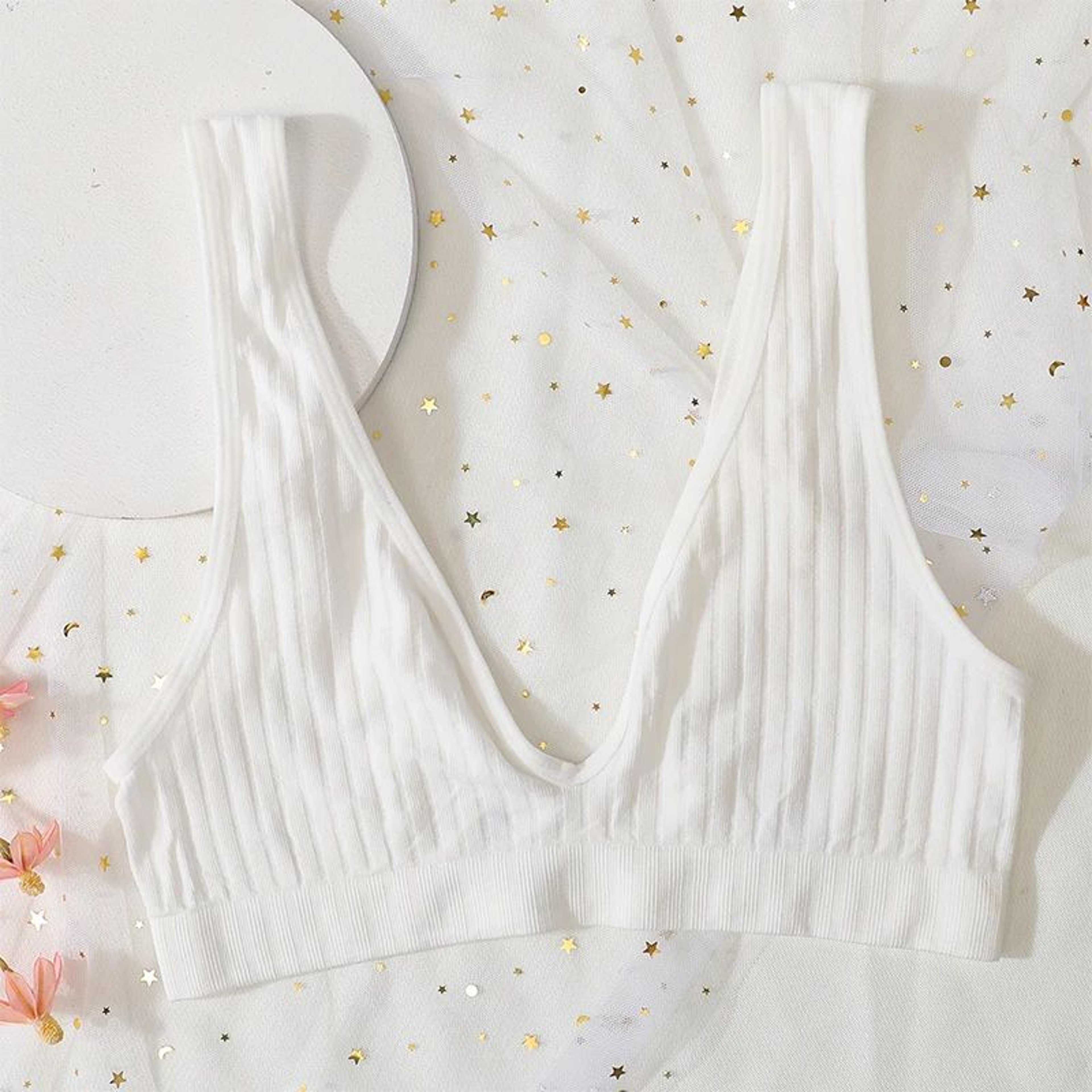Seamless Deep V Wireless Push Up Bra  Ribbed Bralette Crop Top For Everyday Comfort 12