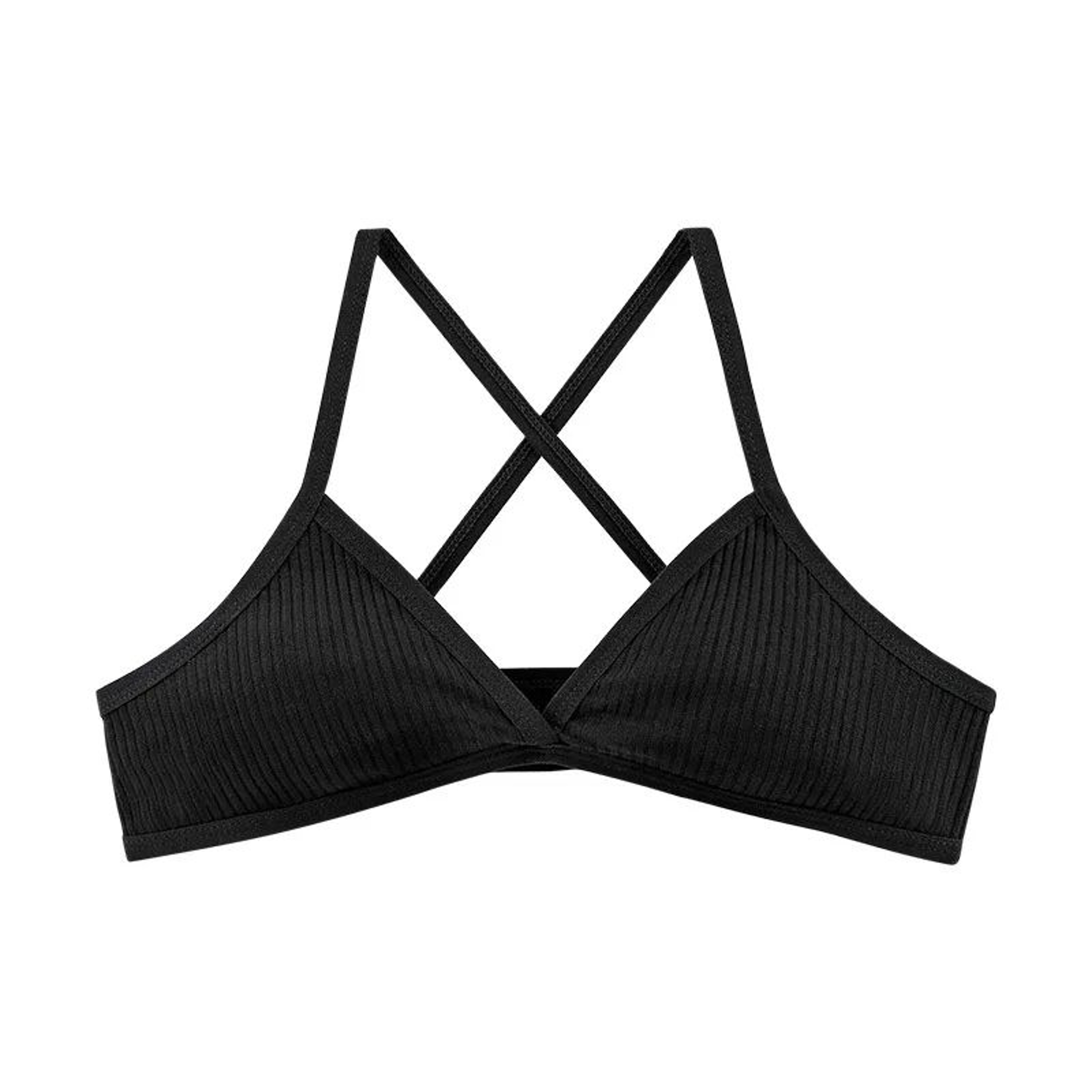PureEase Cotton Bralette  Deep V Triangle Unlined Wireless Bra With Cross Back 4