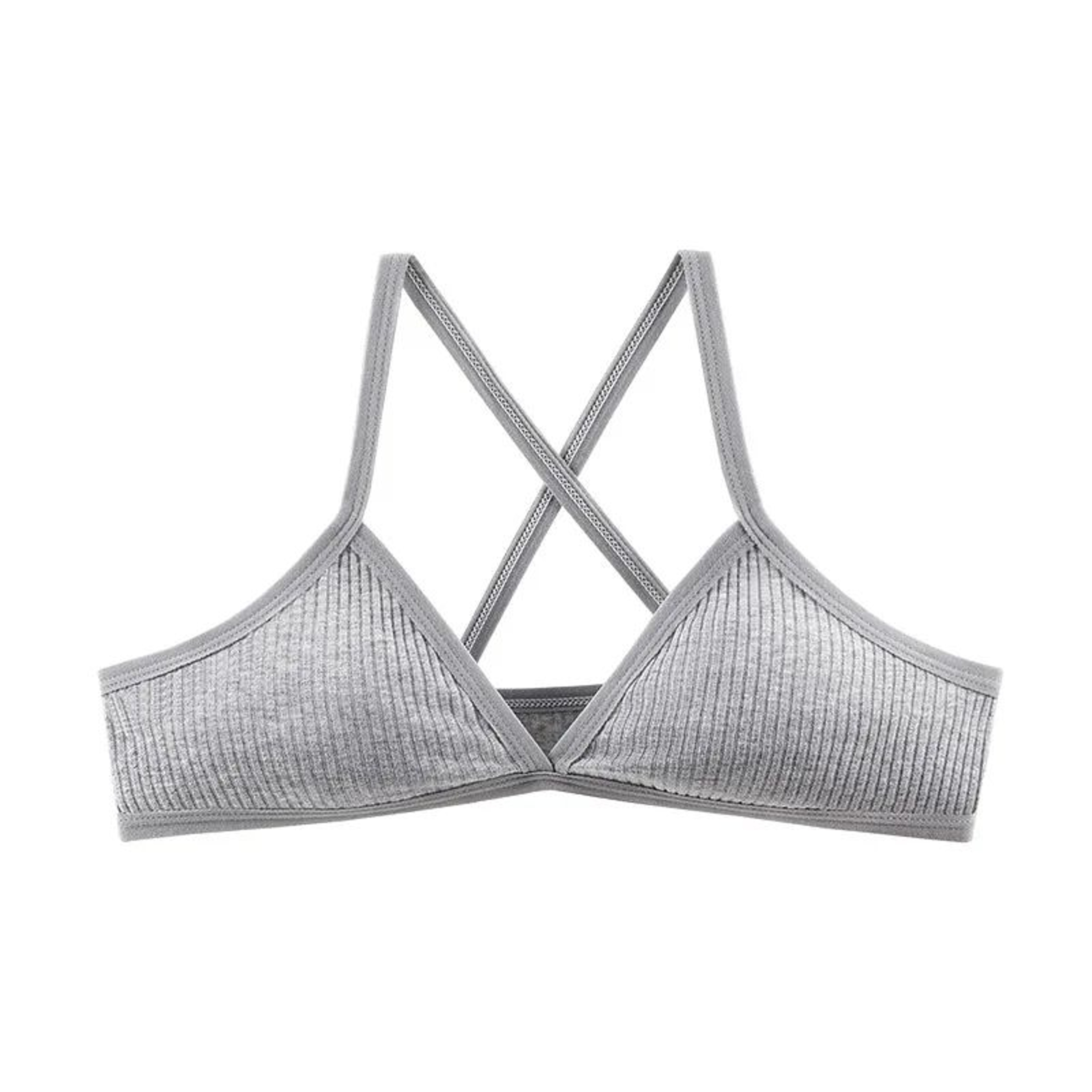 PureEase Cotton Bralette  Deep V Triangle Unlined Wireless Bra With Cross Back 6
