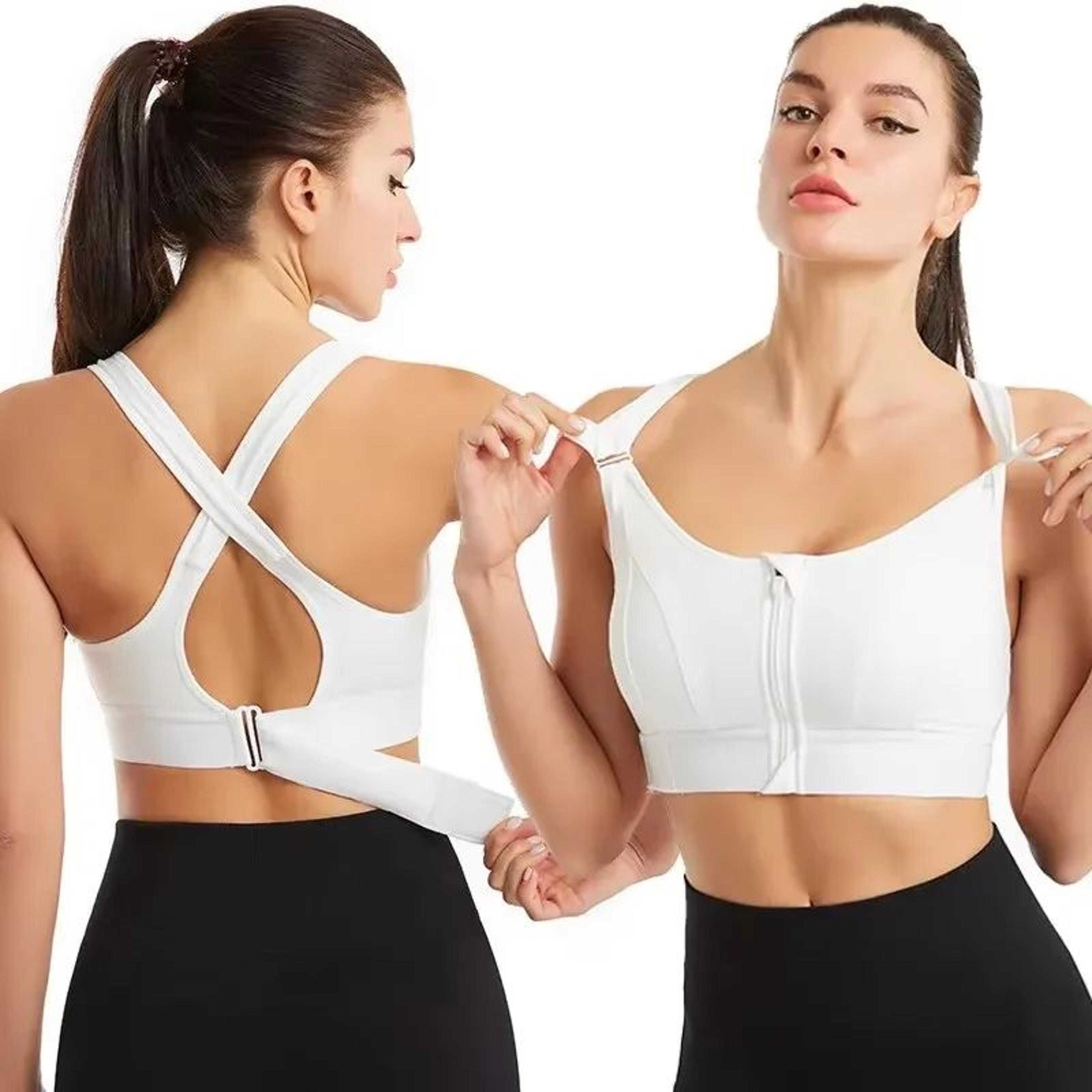 Front Zip High Impact Sports Bra  Adjustable Strap Shockproof Yoga Crop Top 4