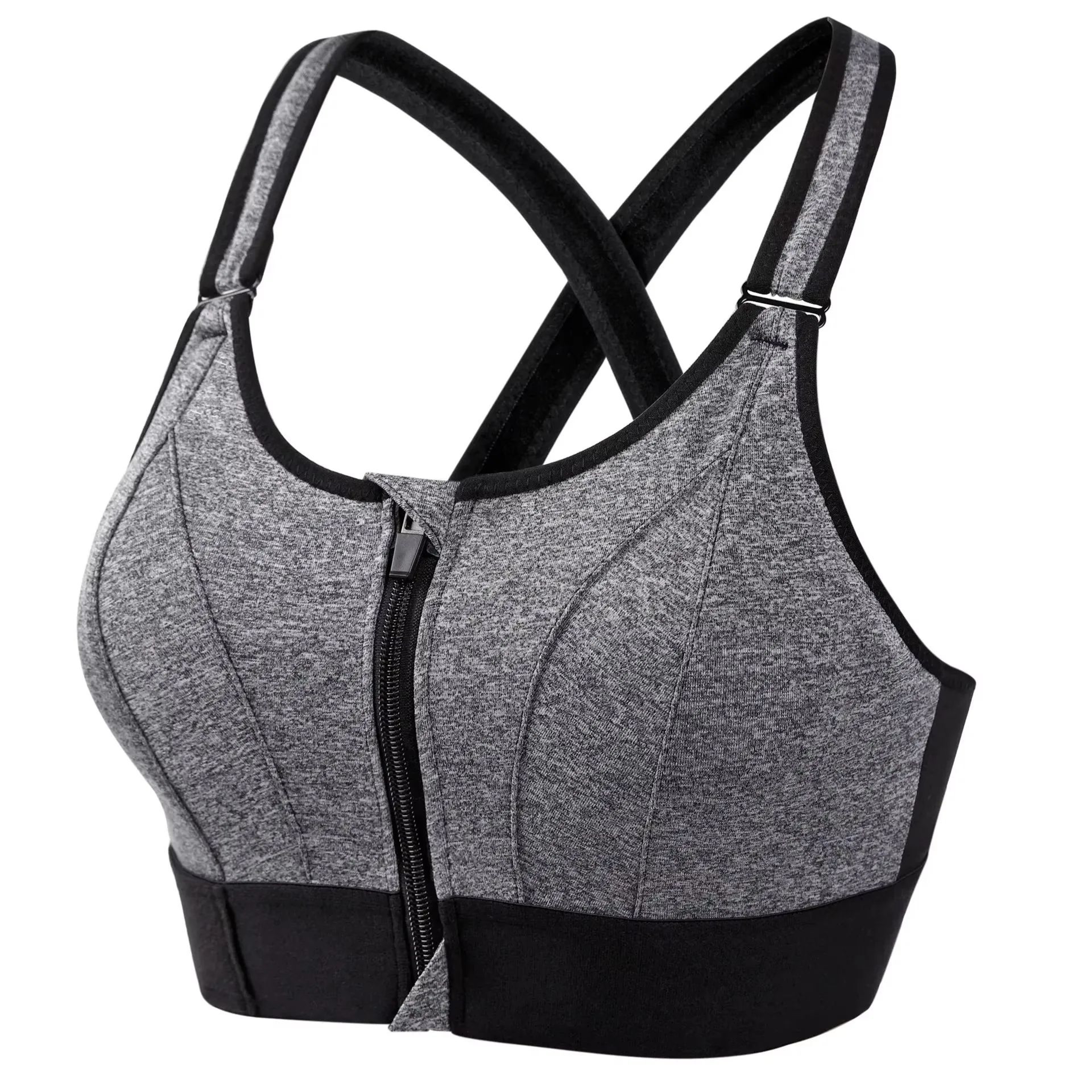 Front Zip High Impact Sports Bra  Adjustable Strap Shockproof Yoga Crop Top 9