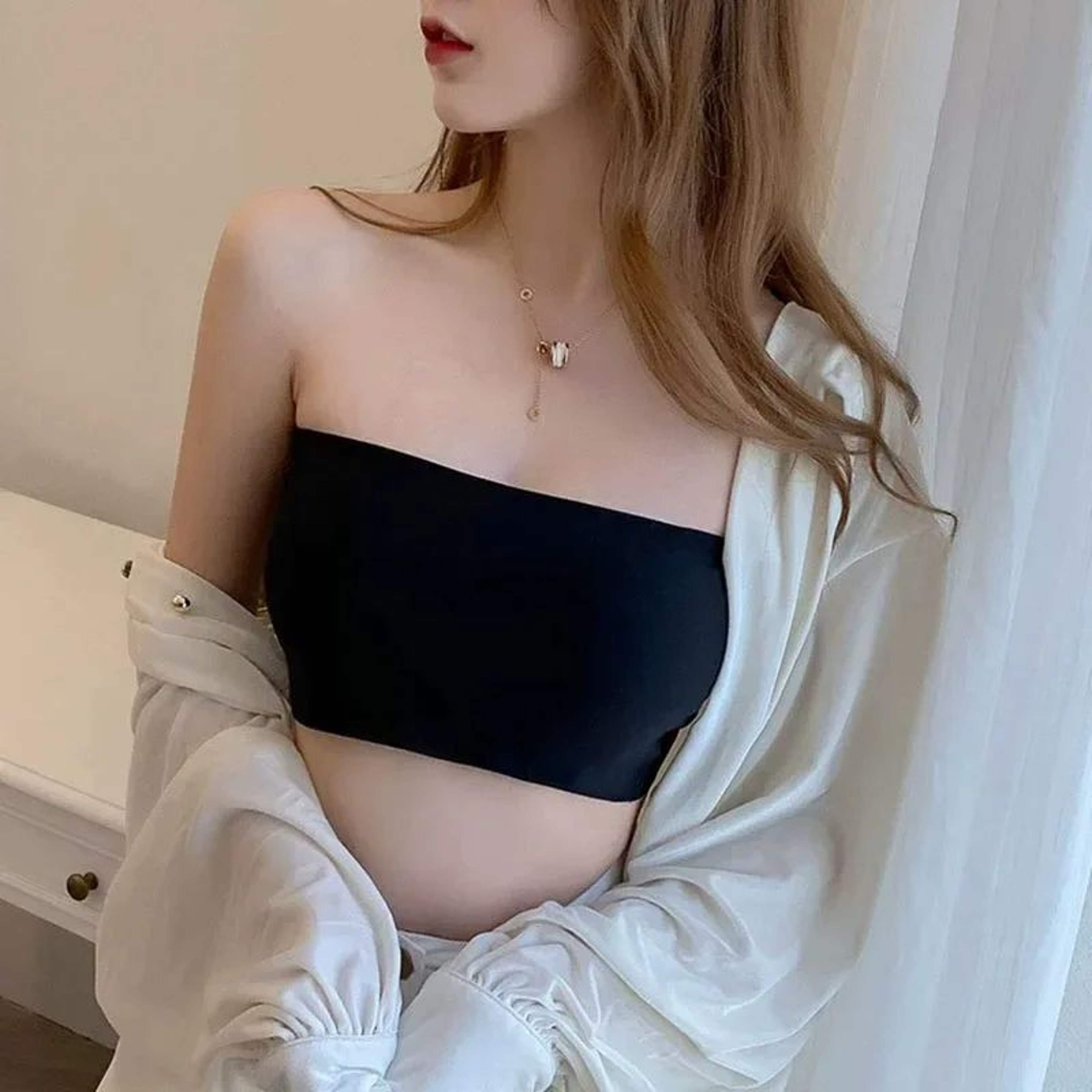 SilkAir Seamless Strapless Ice Silk Bra  Wireless Padded Summer Bandeau For Large Bust 1
