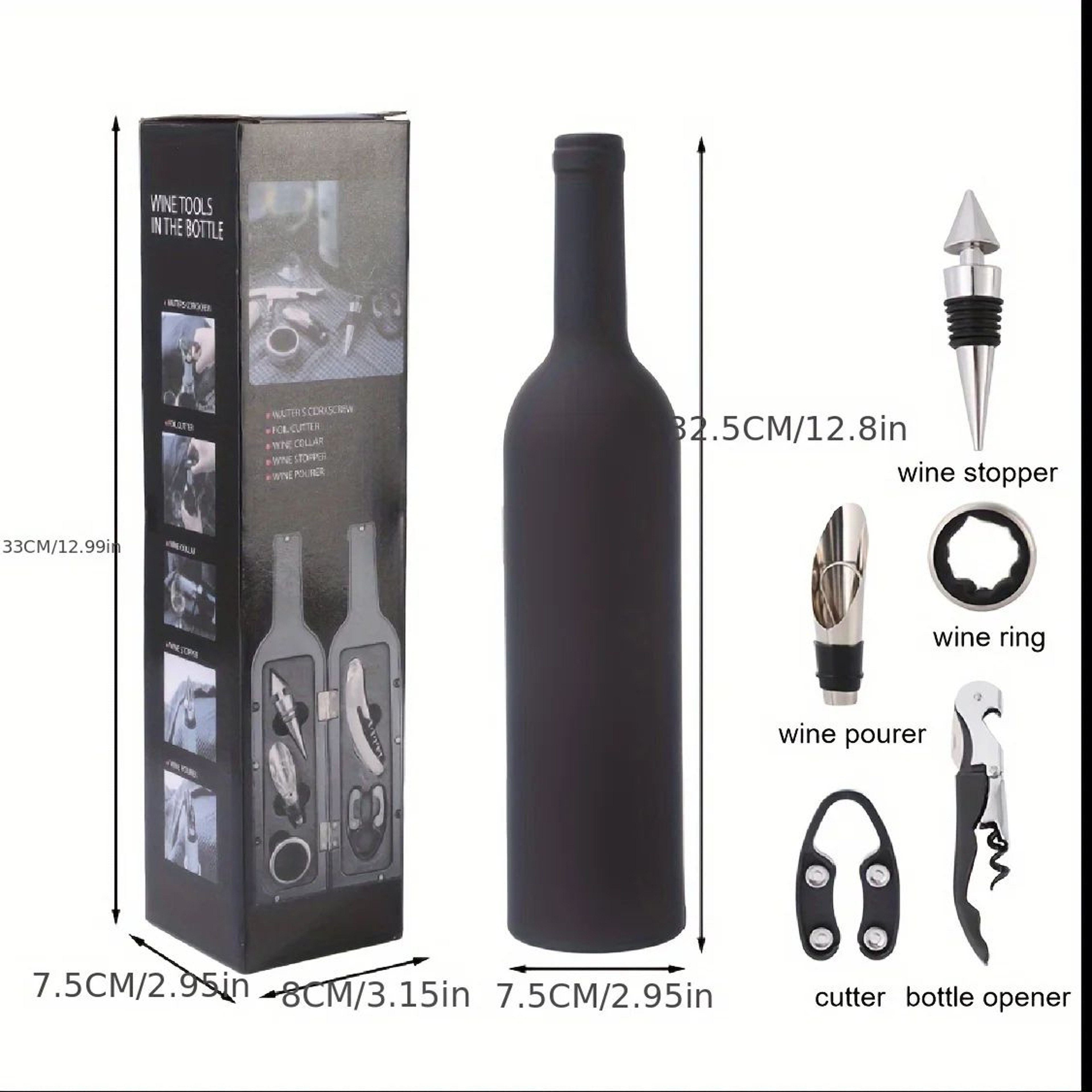 Premium Wine Opener Set  5Piece Wine Accessory Kit With Corkscrew  Foil Cutter 1