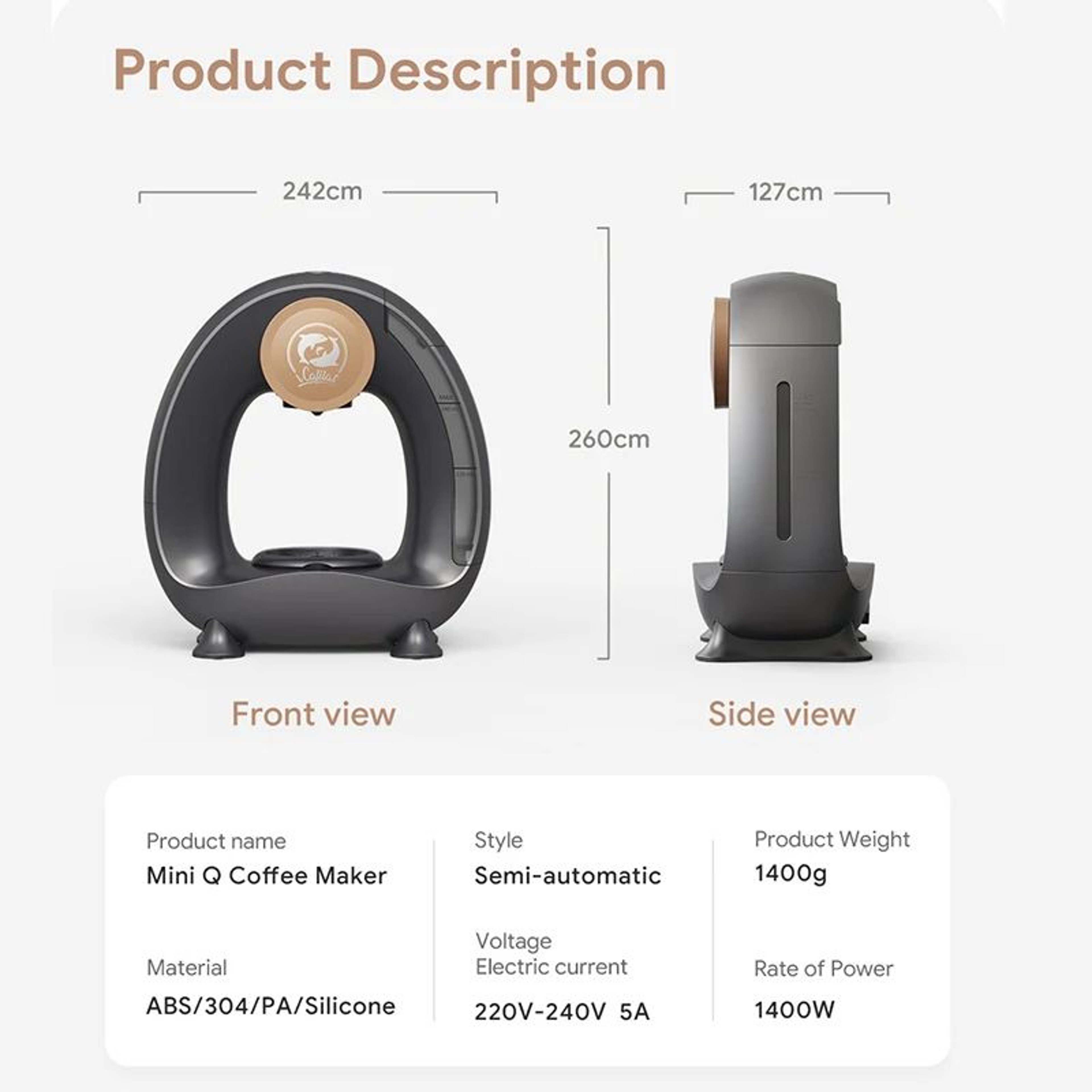 BrewGo Portable Coffee Maker  Quiet Travel Capsule  Ground Coffee Machine 1