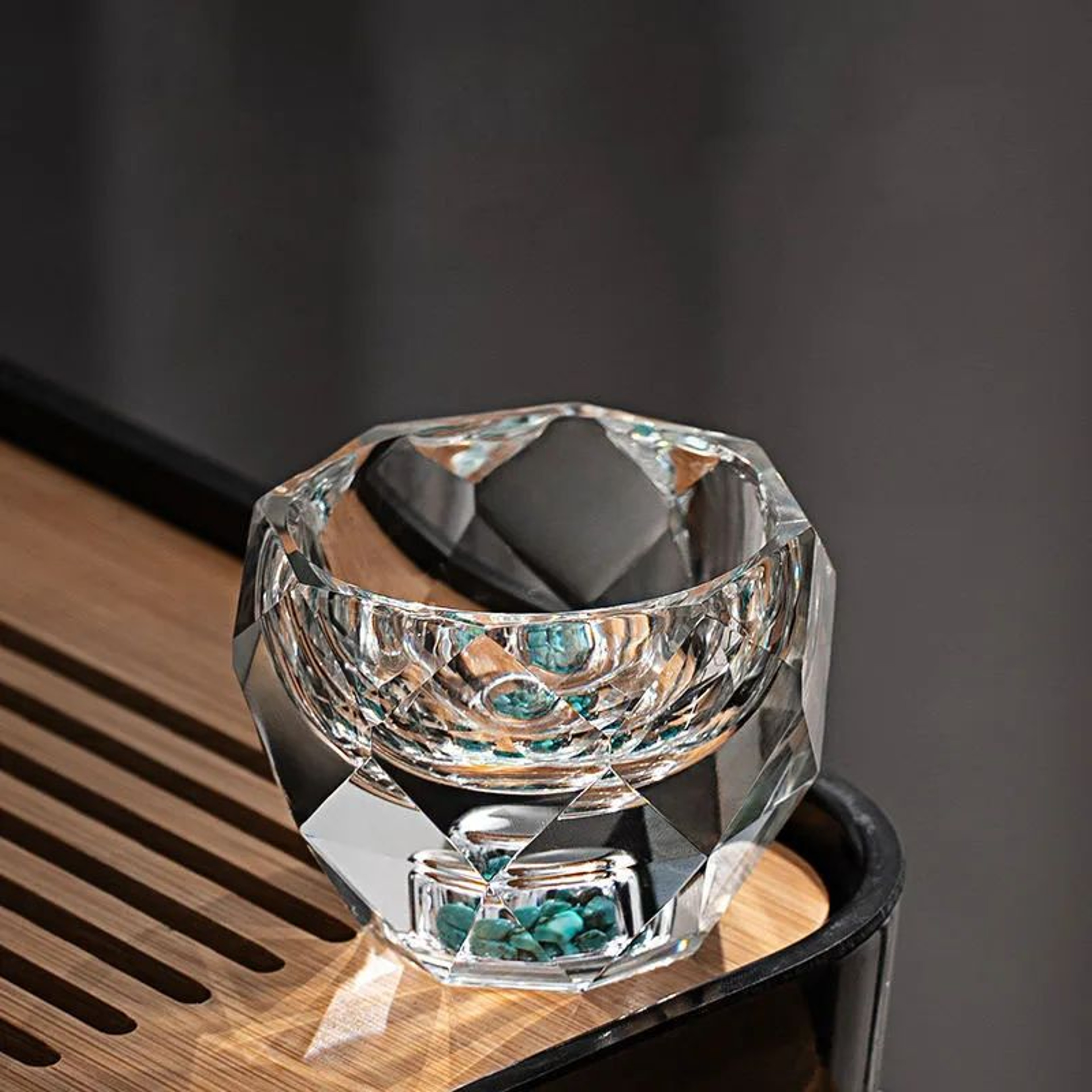 Diamond Faceted 50ml Shot Glass With Double Bottom Crystal Look Whiskey Espresso  Tea 5
