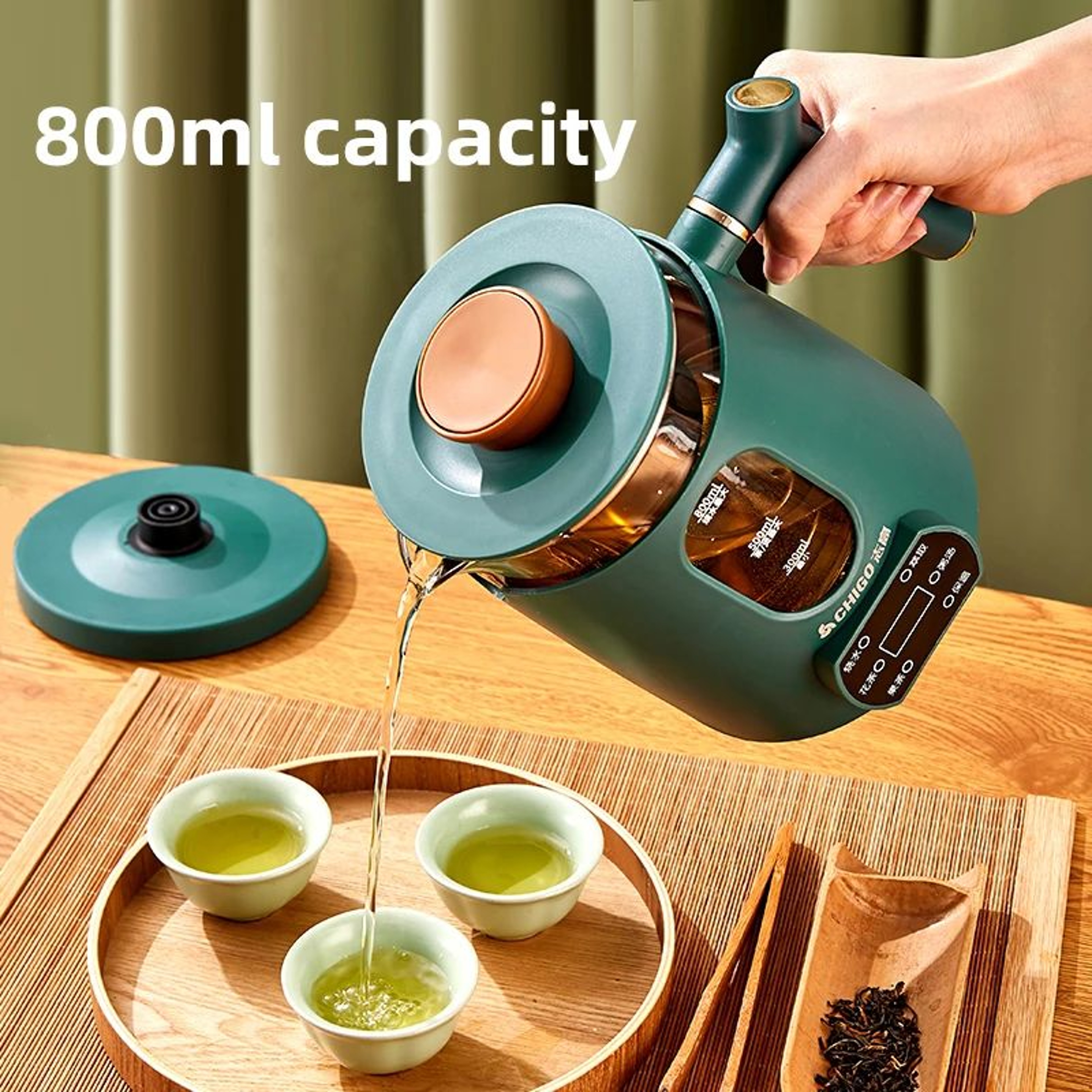 Smart Steam Glass Electric Kettle 800ml  Automatic Spray Health Tea Pot With Filter 1