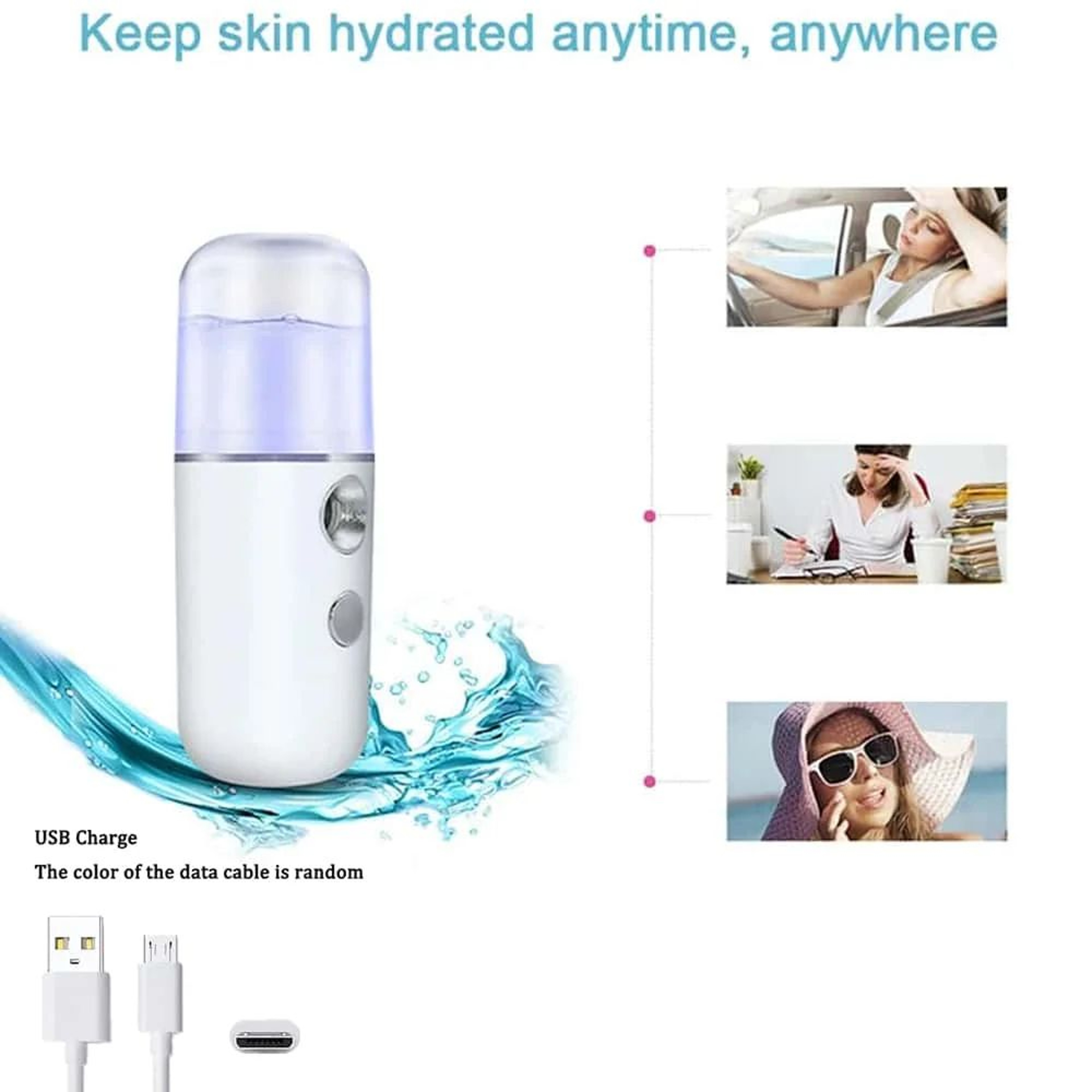 HydraGlow Pro Nano Facial Steamer  Portable Facial Mist Sprayer  USB Rechargeable Face Humidifier 3