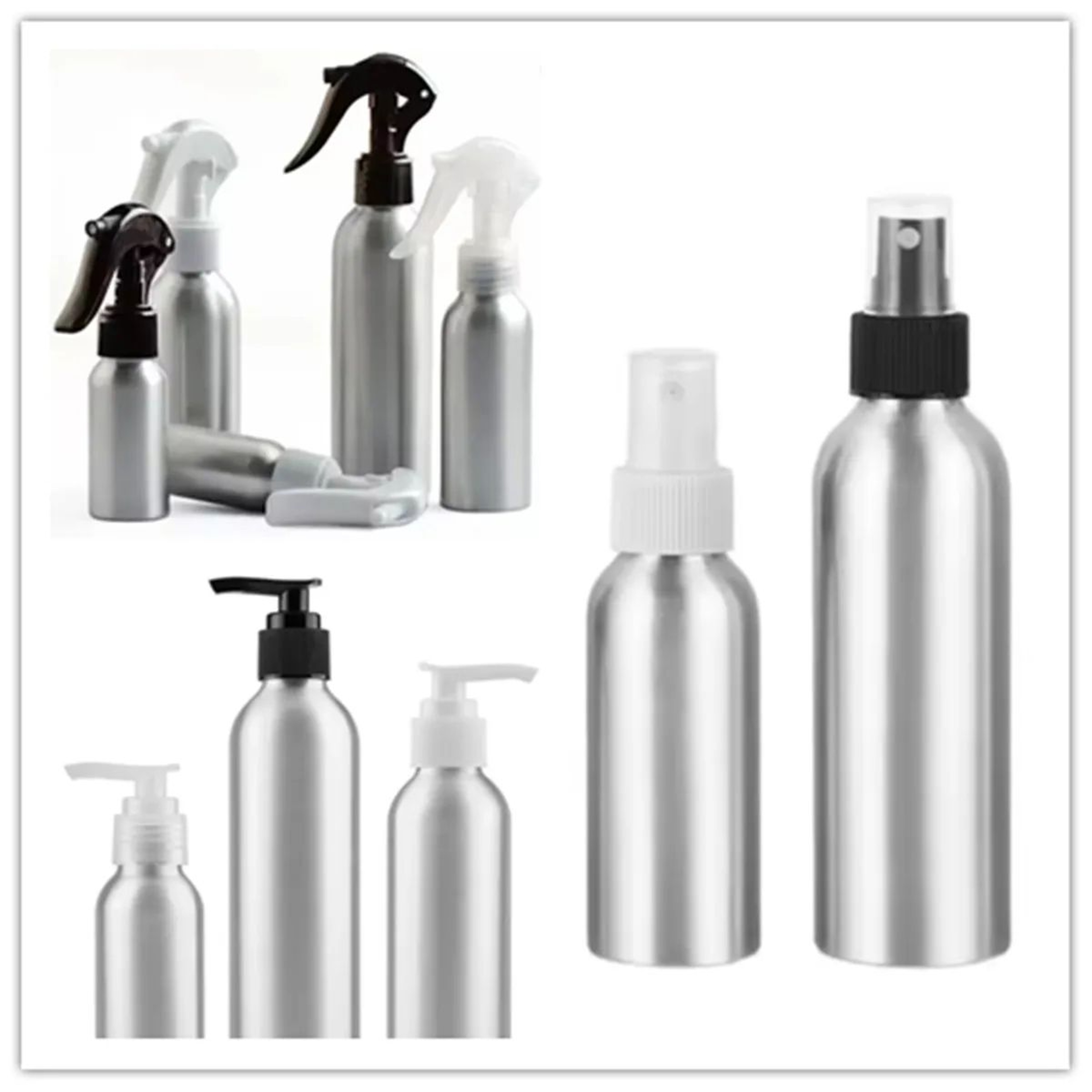 Refillable Aluminum Spray Bottle With Fine Mist Sprayer  Lotion Pump  Travel Size 1oz8oz 0