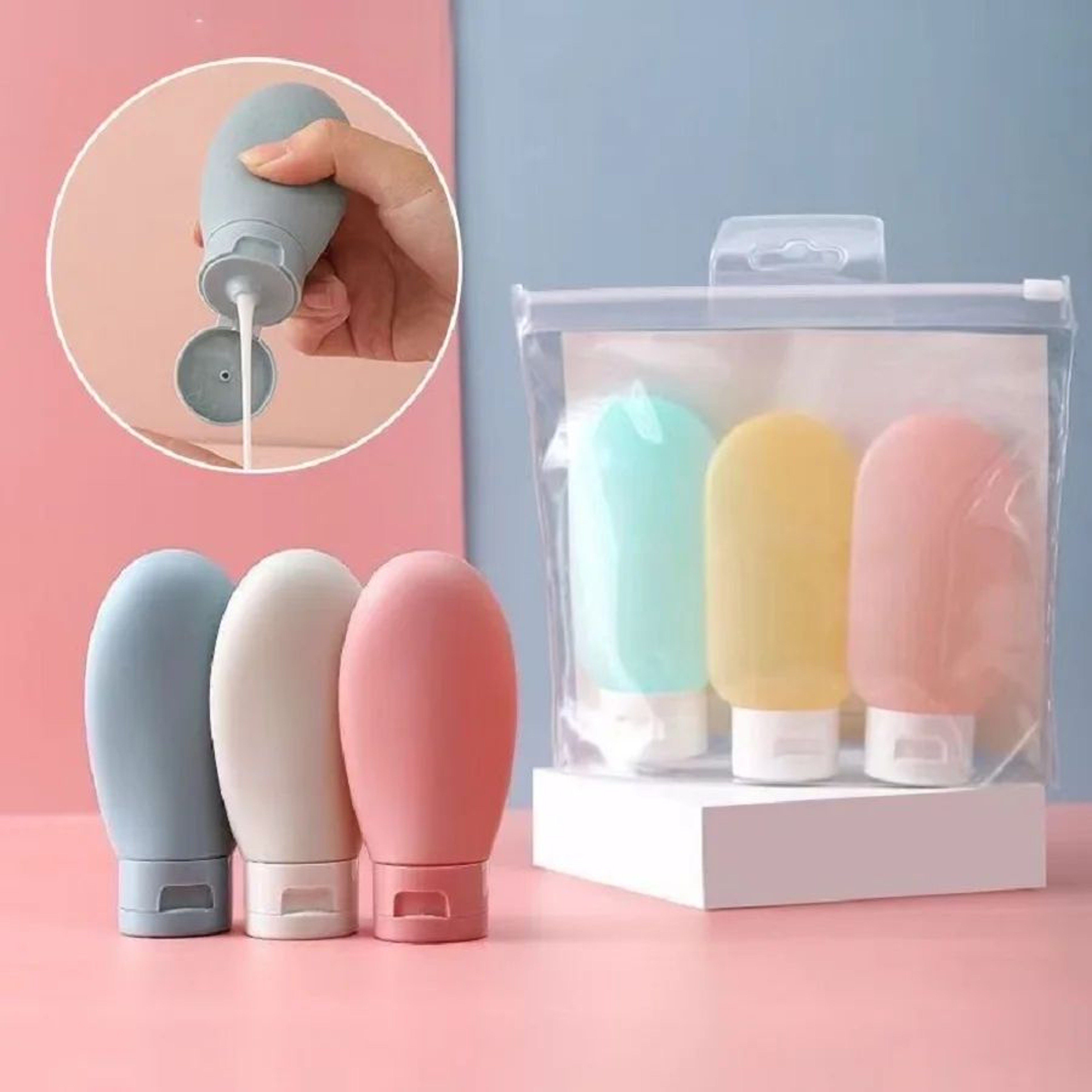 TravelMate 60ml Silicone Travel Bottles  Leakproof Refillable Lotion  Shampoo Containers 0