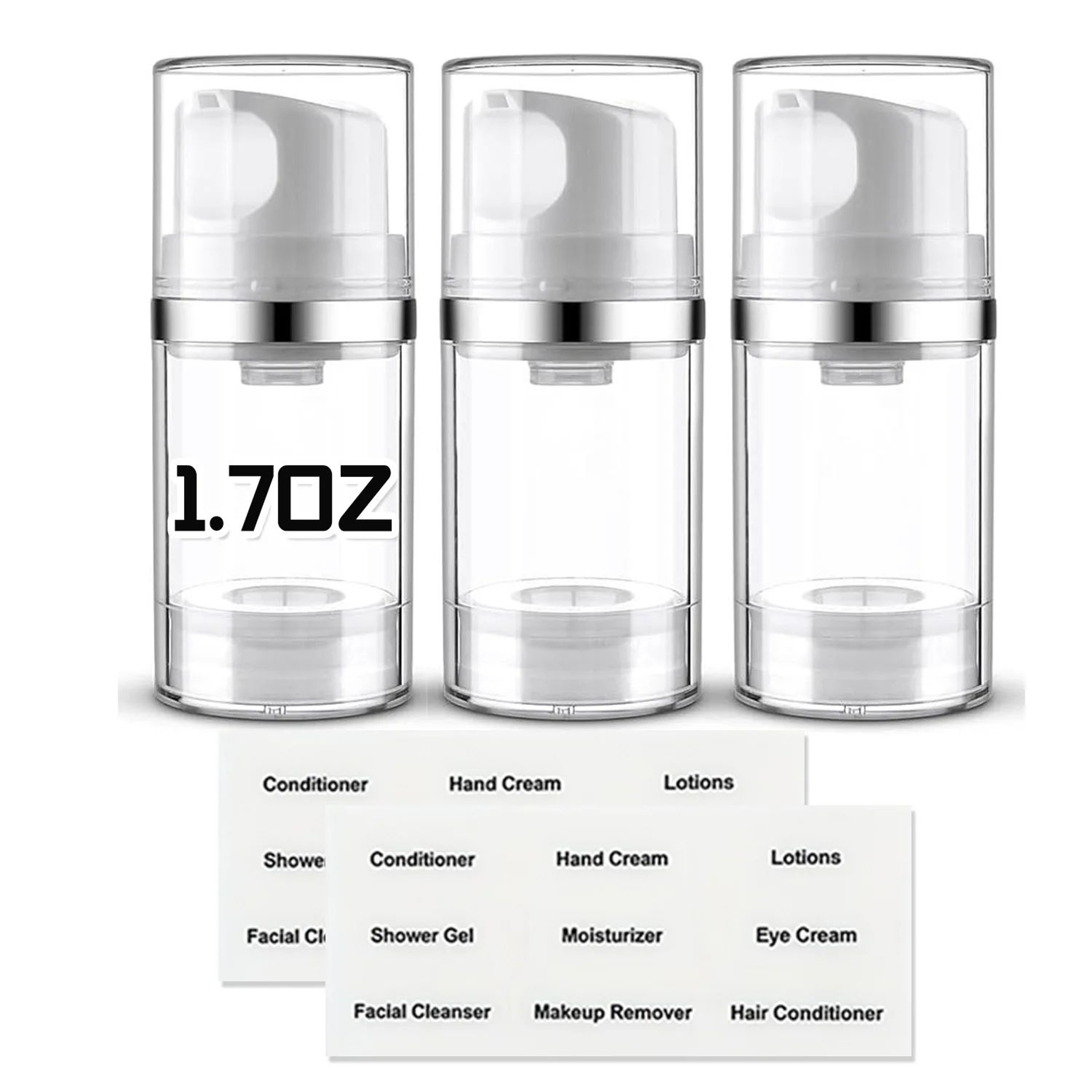 3Pack Airless Pump Bottles For Travel  Refillable Cosmetic  Lotion Dispensers 5