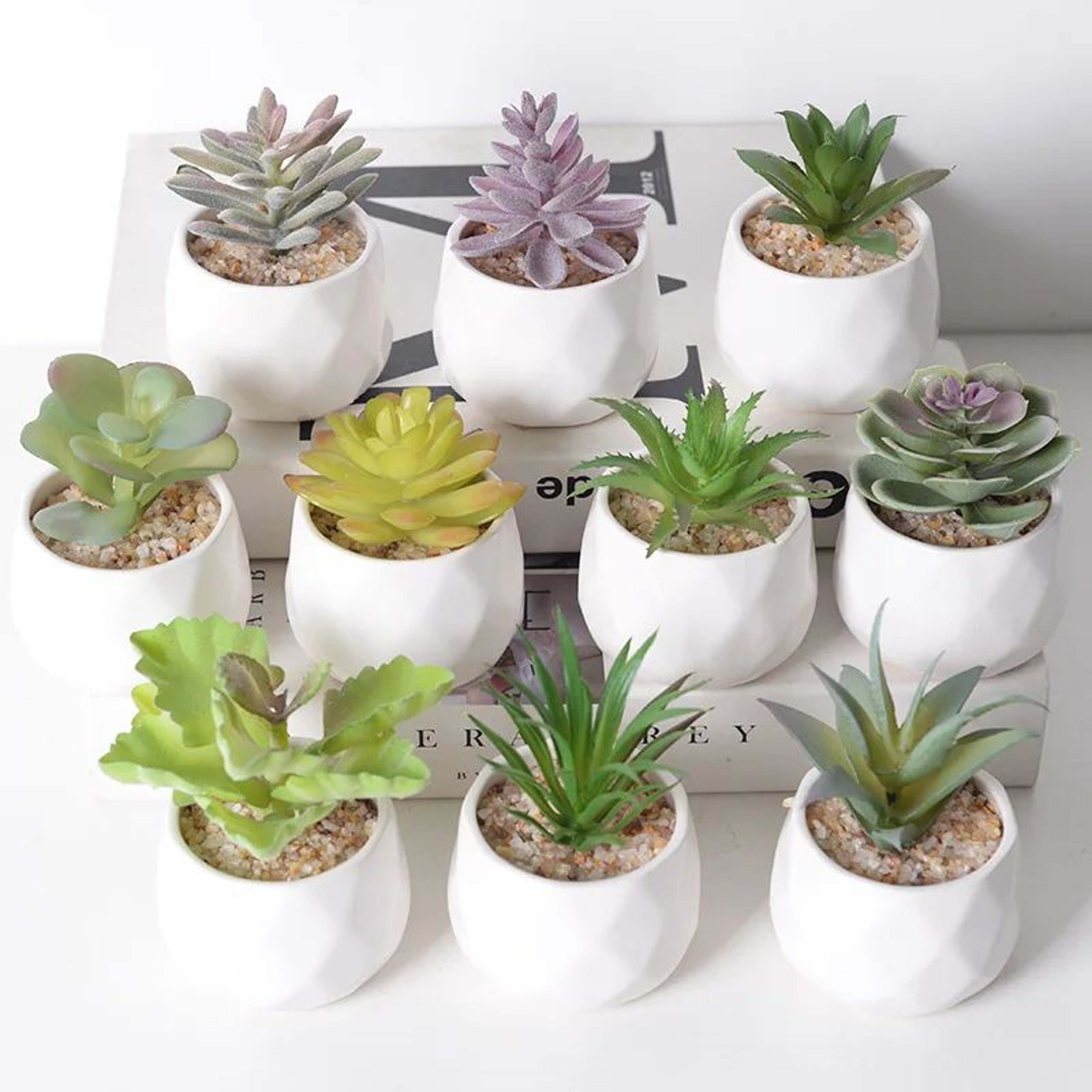 Mini Lifelike Artificial Succulent Plants  Modern Faux Cactus Decor For Home  Office 4