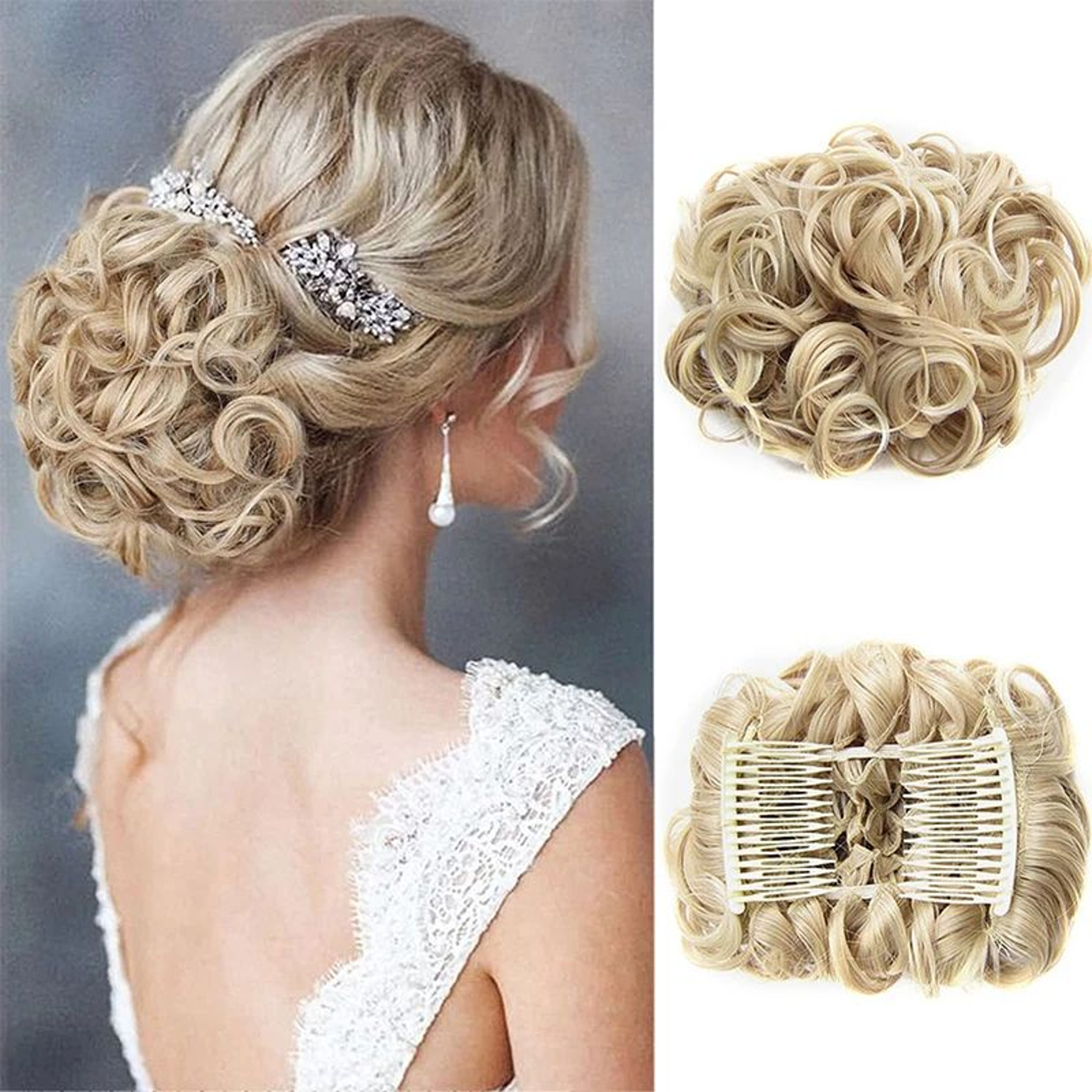 Effortless Messy Curly Bun Scrunchie  ClipIn Synthetic Hair Bun Extension 0
