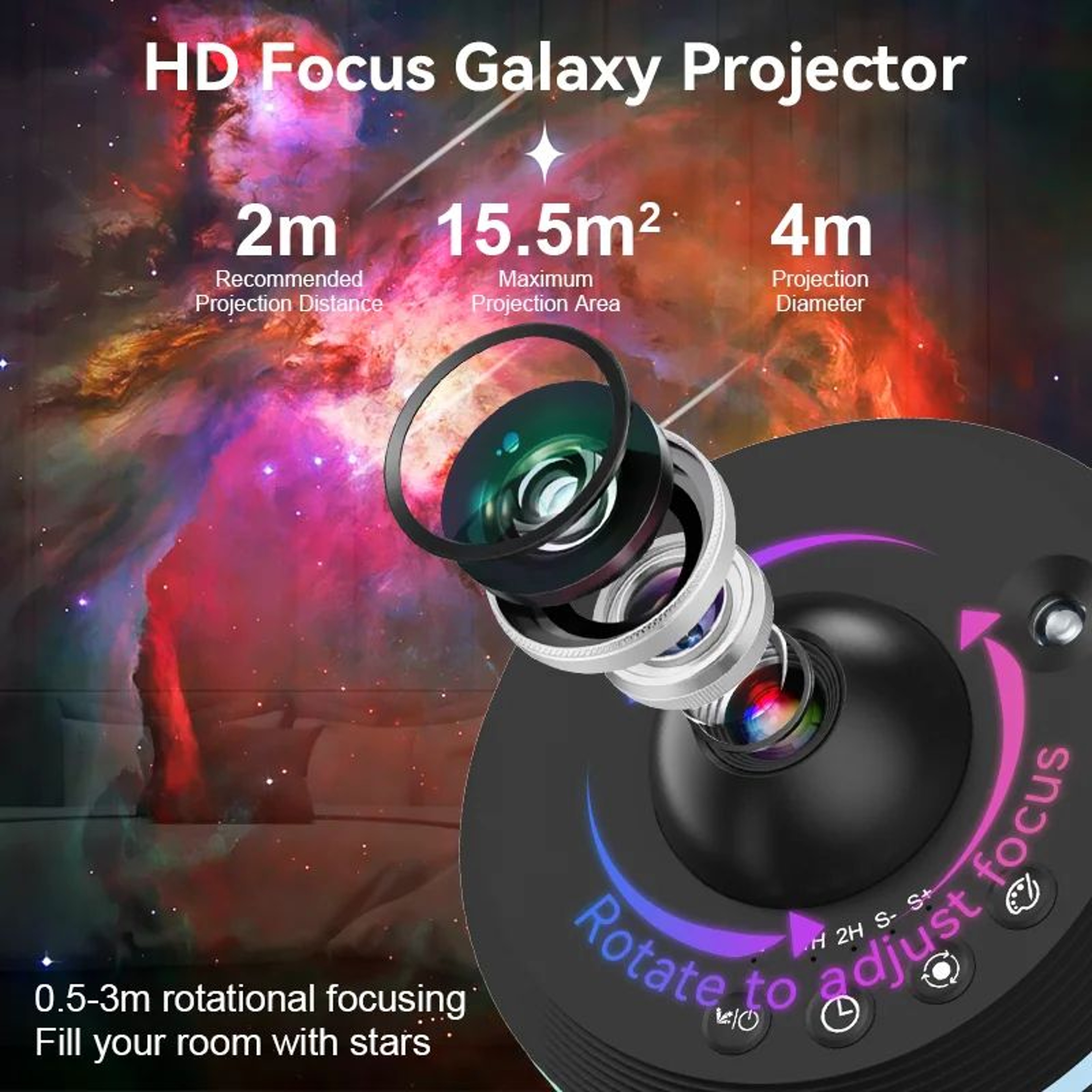 MeteorGlow 13in1 Galaxy Projector Night Light With Rotating Planetarium 2