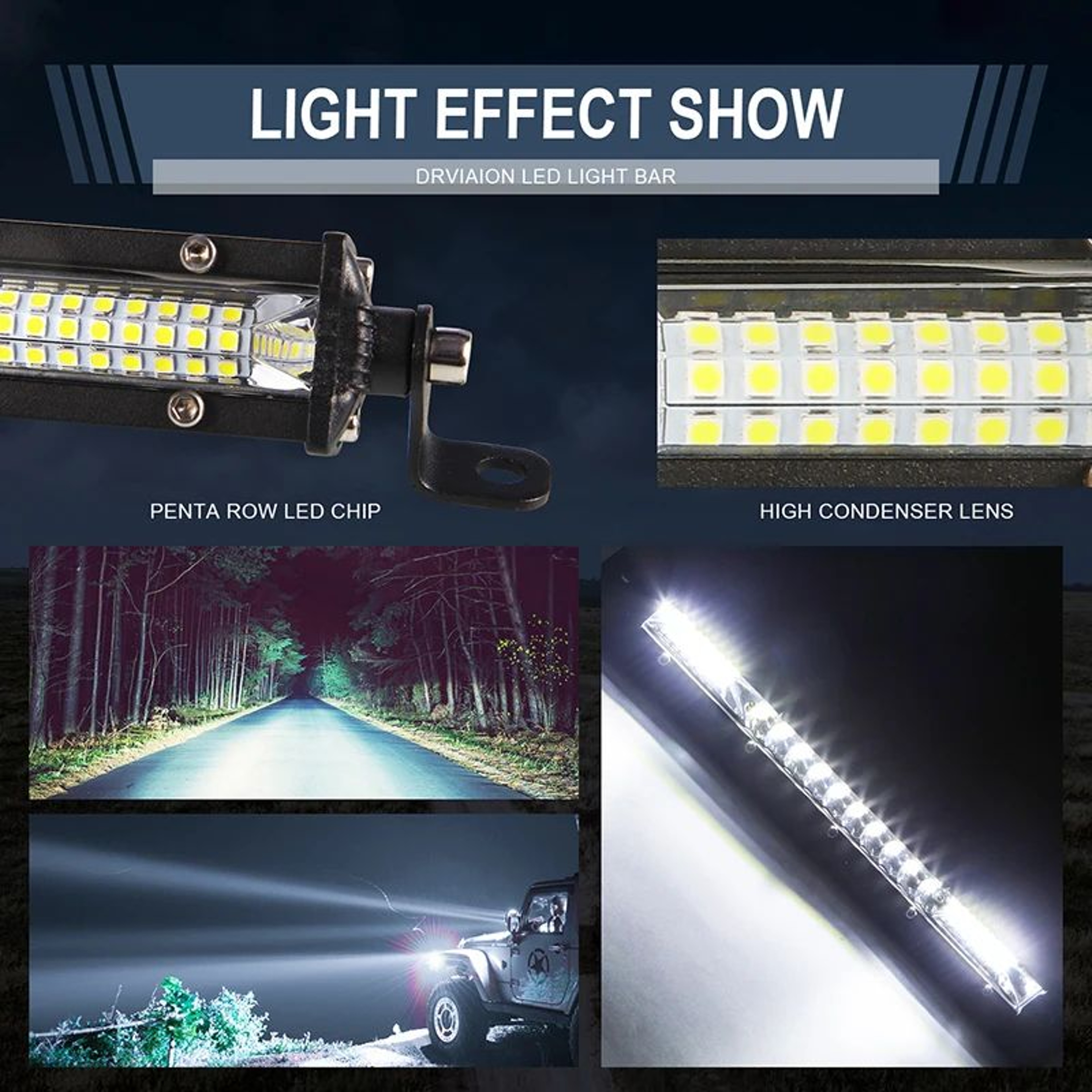 12 Inch Super Slim Off Road LED Light Bar 450W Flood Beam 12V24V Work Lamp 3