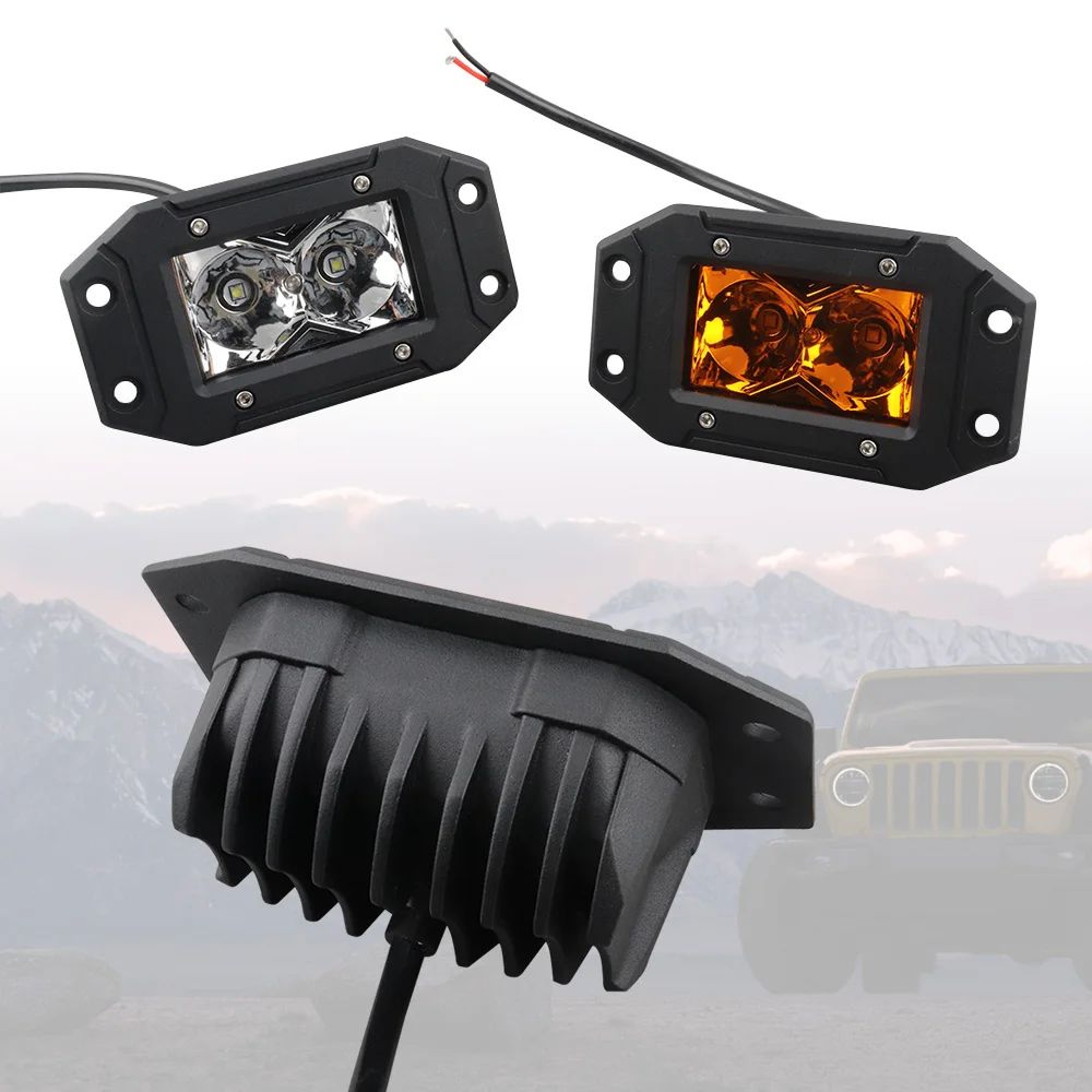 HighIntensity LED Flush Mount Work Light Pods  Yellow Spot Beam For OffRoad Trucks  ATVs 3