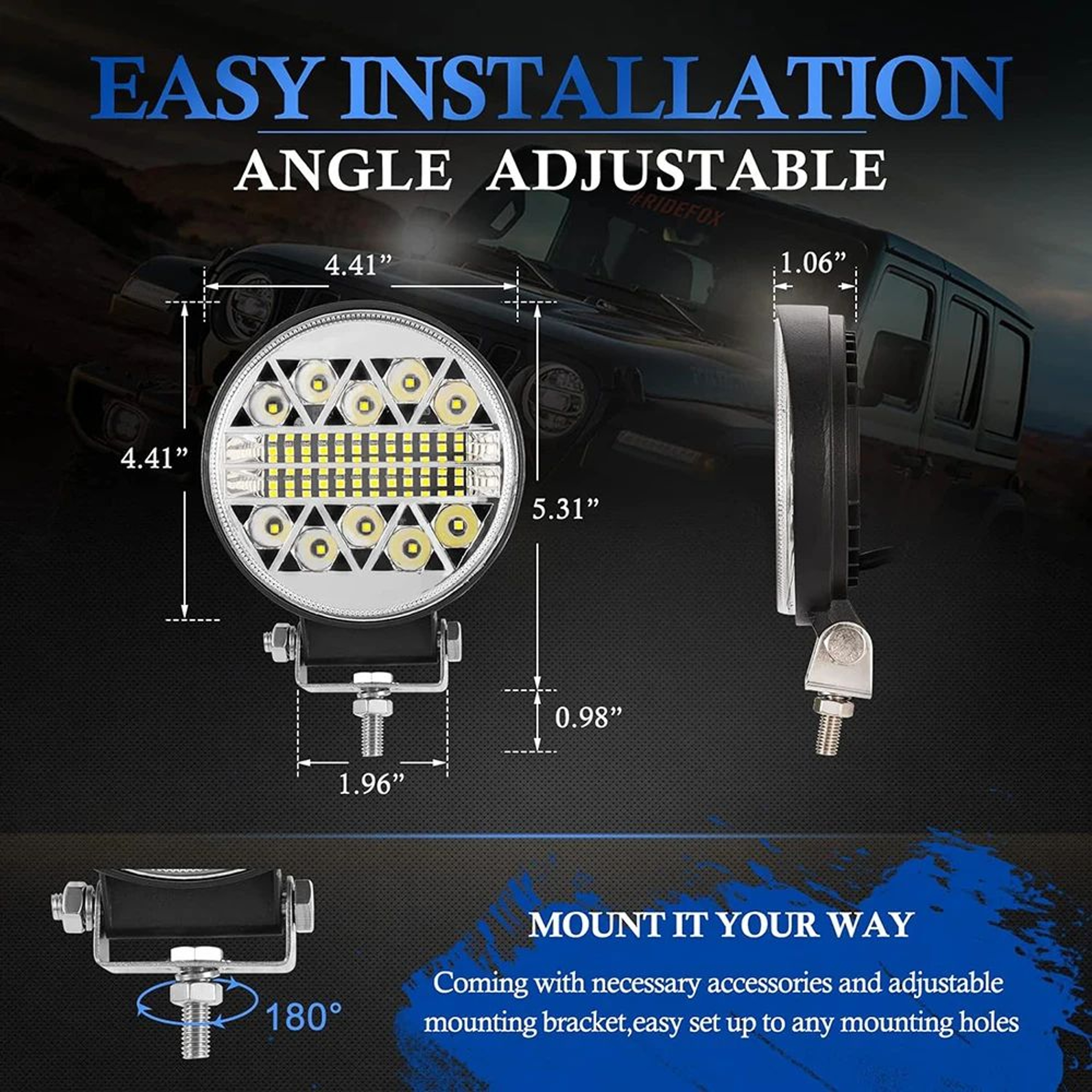 HighIntensity 4 Inch LED Work Light Bar For Offroad Trucks ATV  Tractor 1224V 5