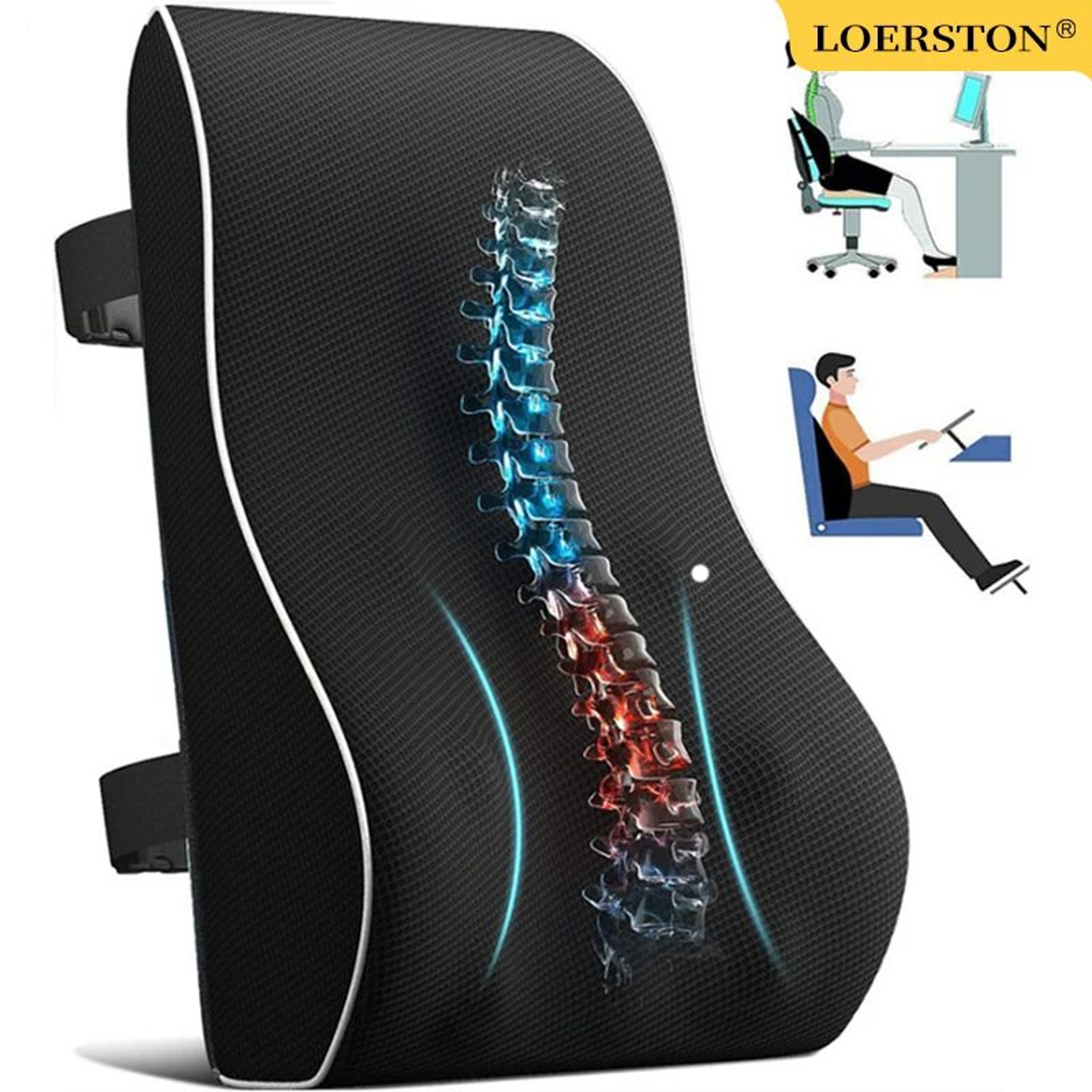 ErgoDrive Memory Foam Lumbar Support Cushion For Car  Office Chair 0