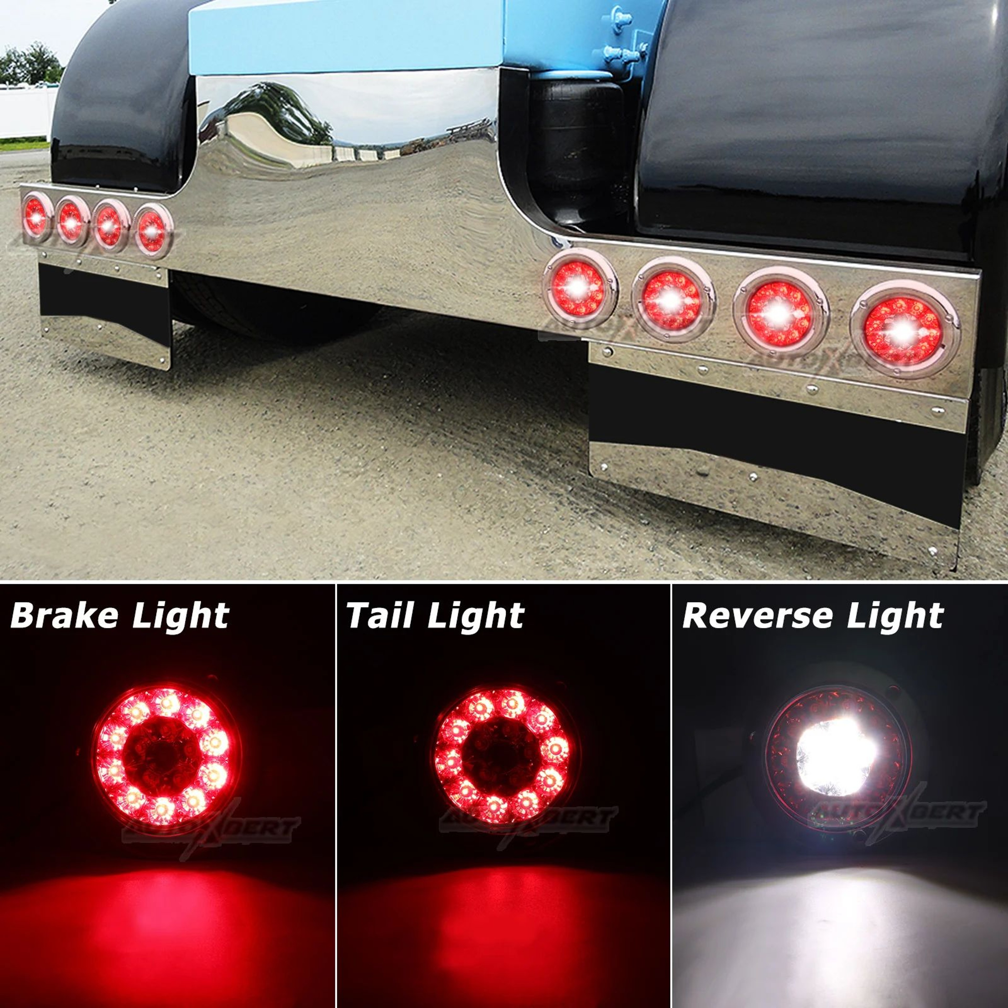 Universal 12V 24V LED Trailer Tail Lights  Waterproof Round Brake Lamps For Trucks RVs  UTVs 2Pack 5