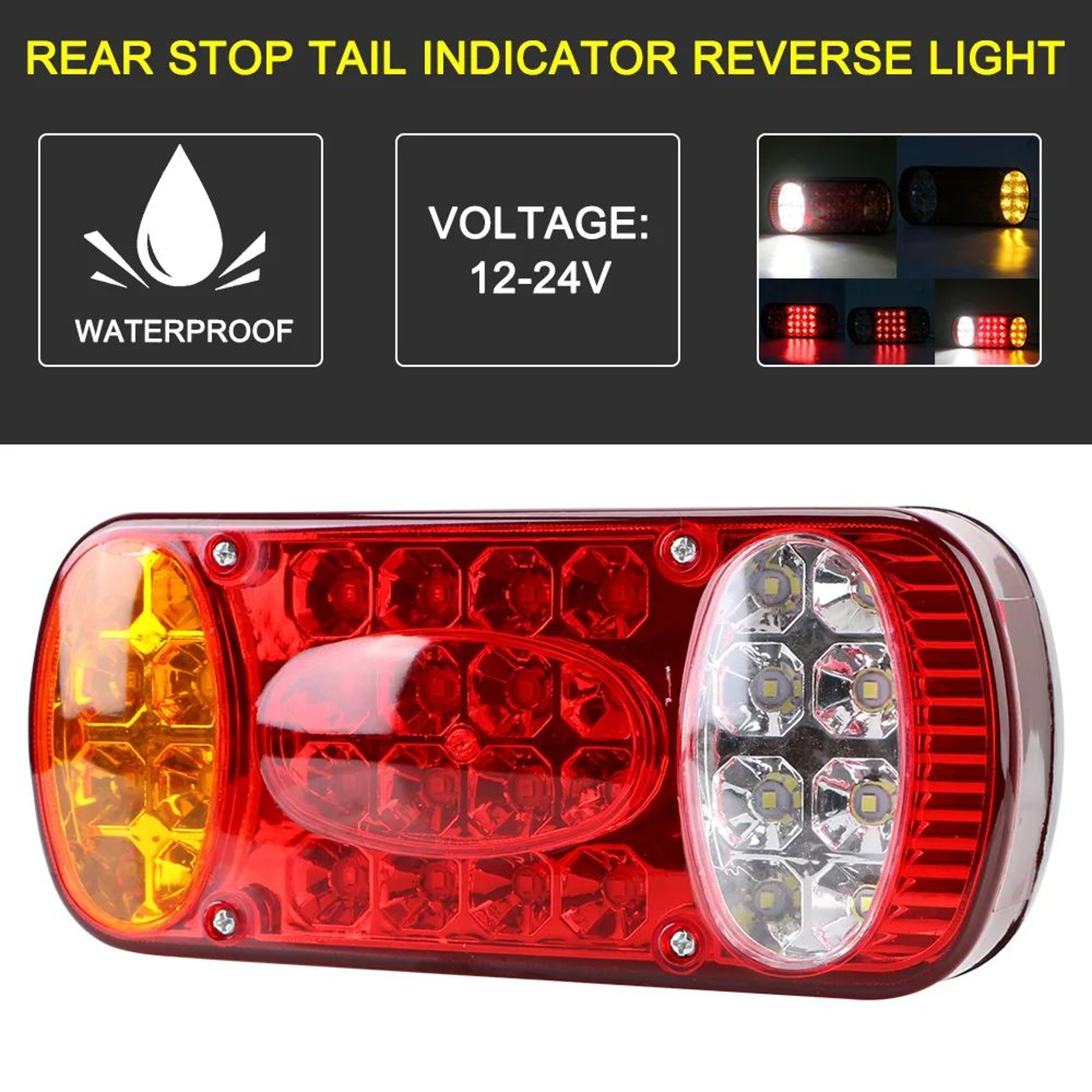 HeavyDuty LED Trailer Tail Light Kit  12V24V Waterproof Truck Brake  Turn Signal Lights 2
