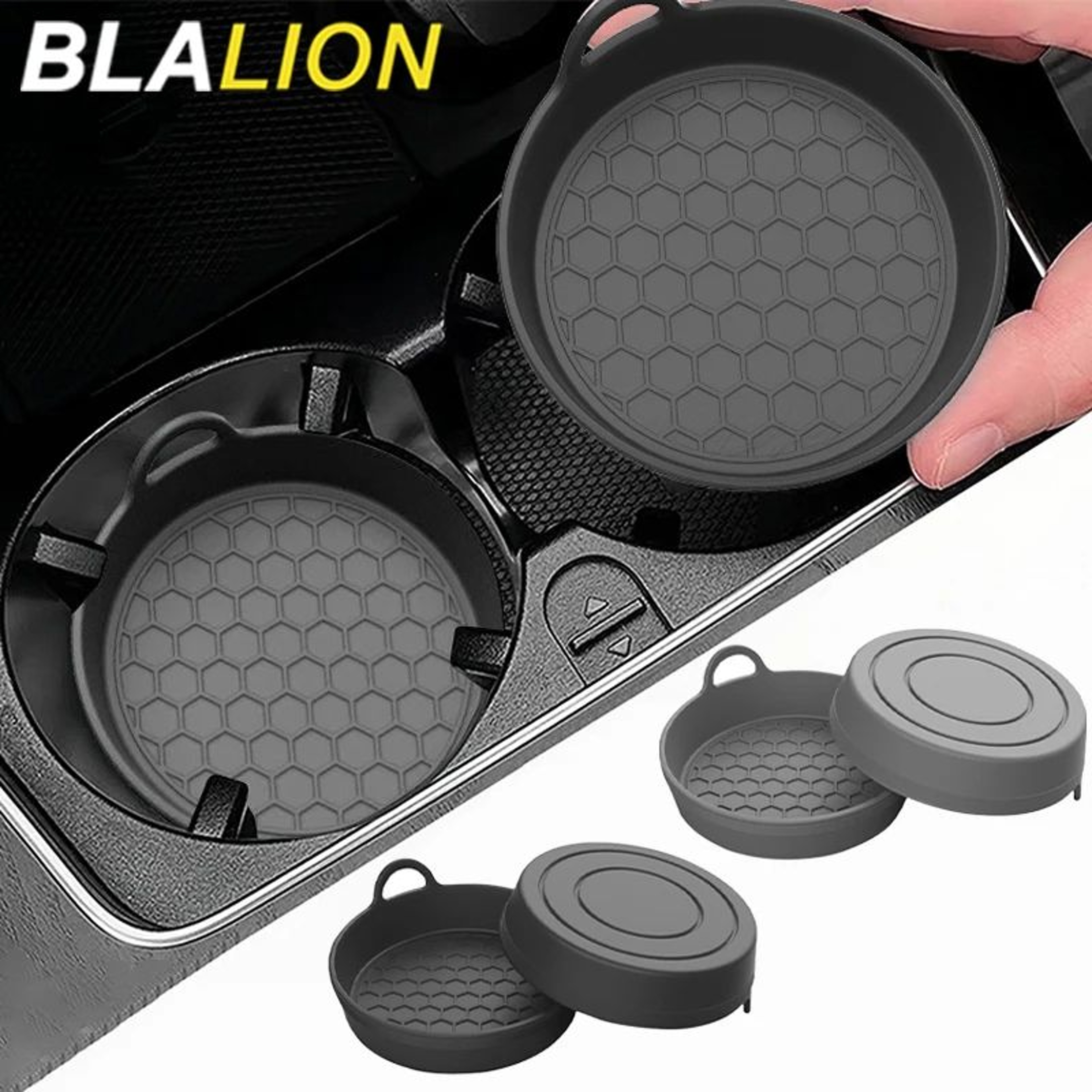 BLALION Universal Silicone Cup Holder Coasters 2Pack  Quiet NonSlip Inserts For Cleaner Cup Holders 0