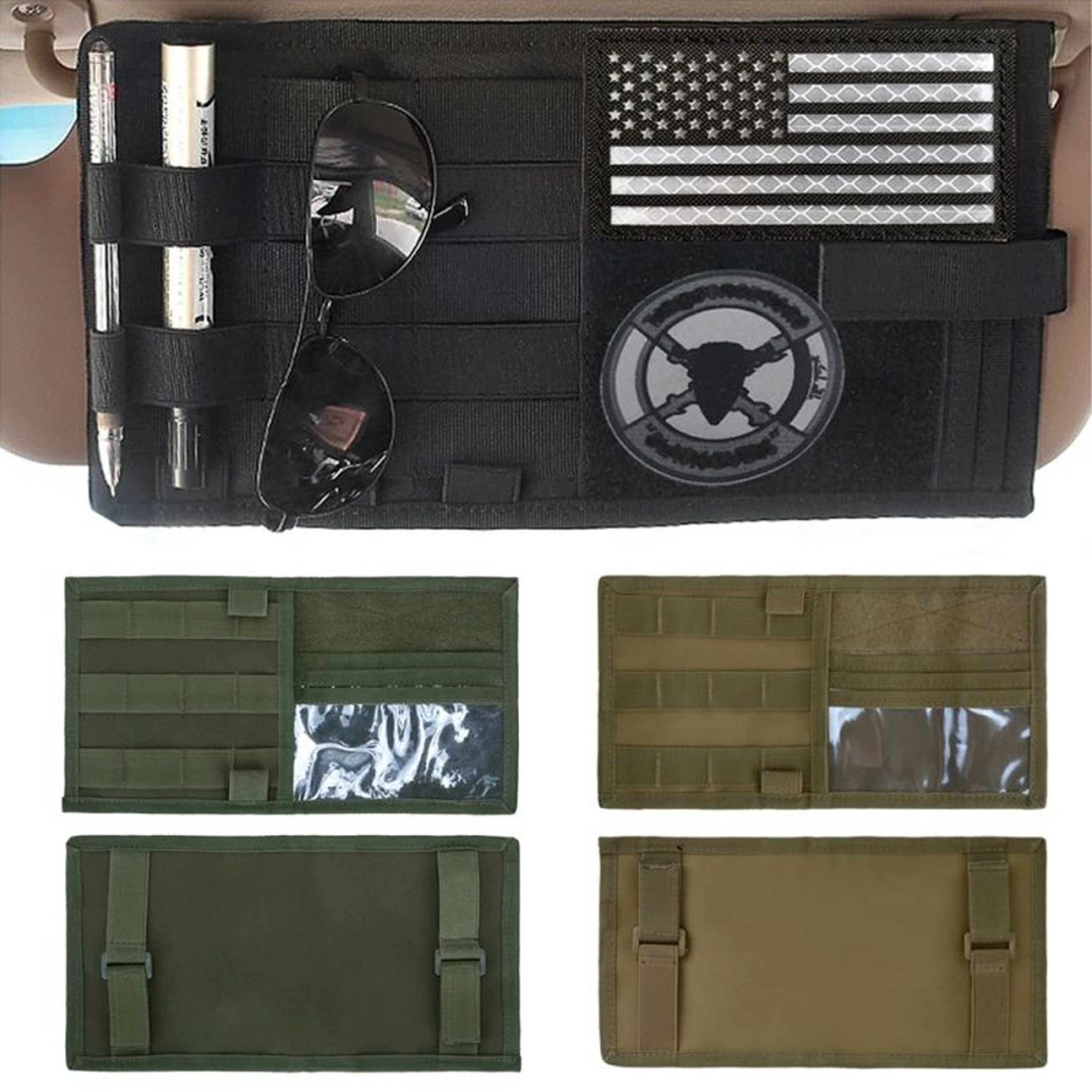 Tactical MOLLE Car Visor Organizer Pouch  Secure EDC Storage For Cards Phone Pens  Gear 3