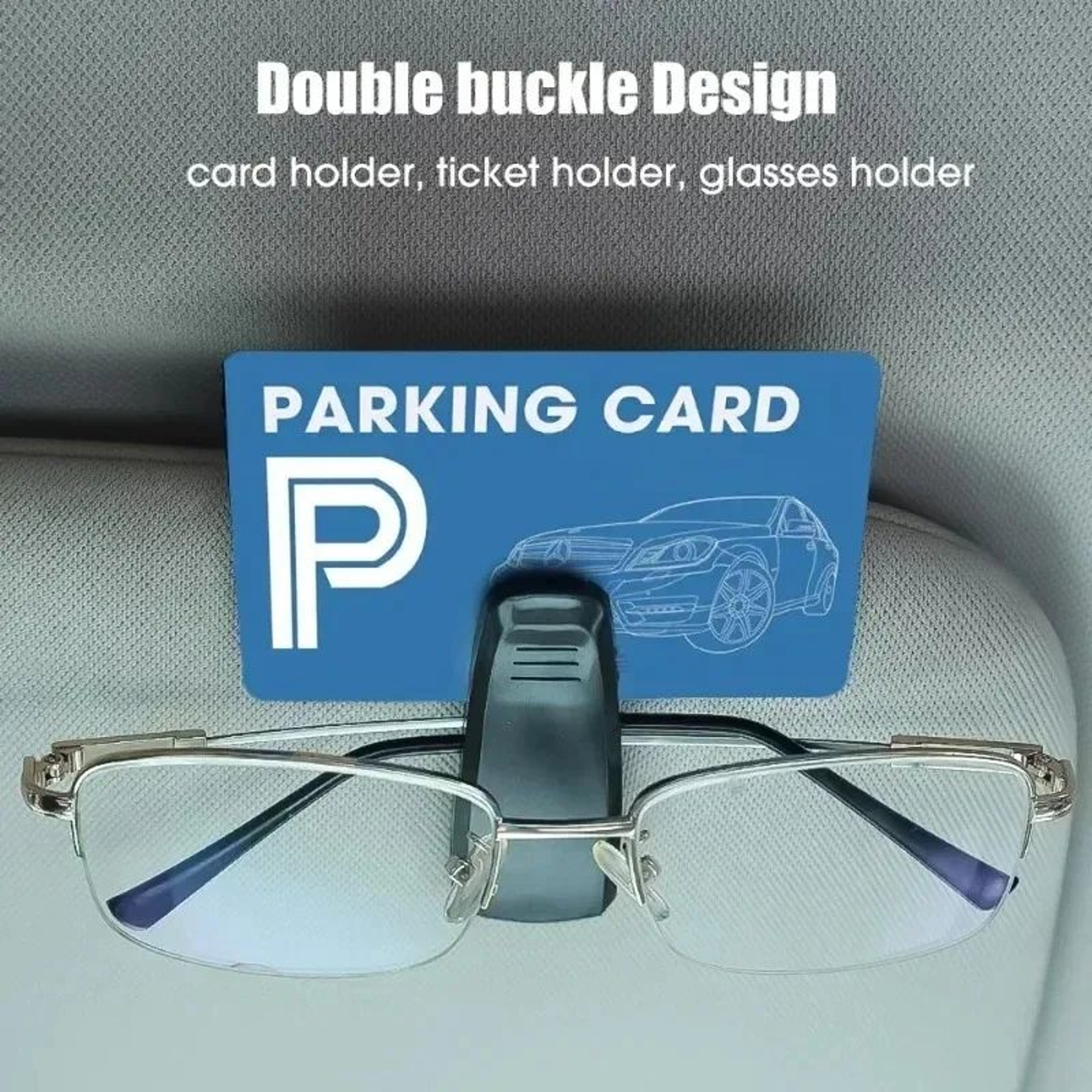 Magnetic Car Sunglasses Holder For Sun Visor  Glasses Case Clip With TicketCard Slot 5