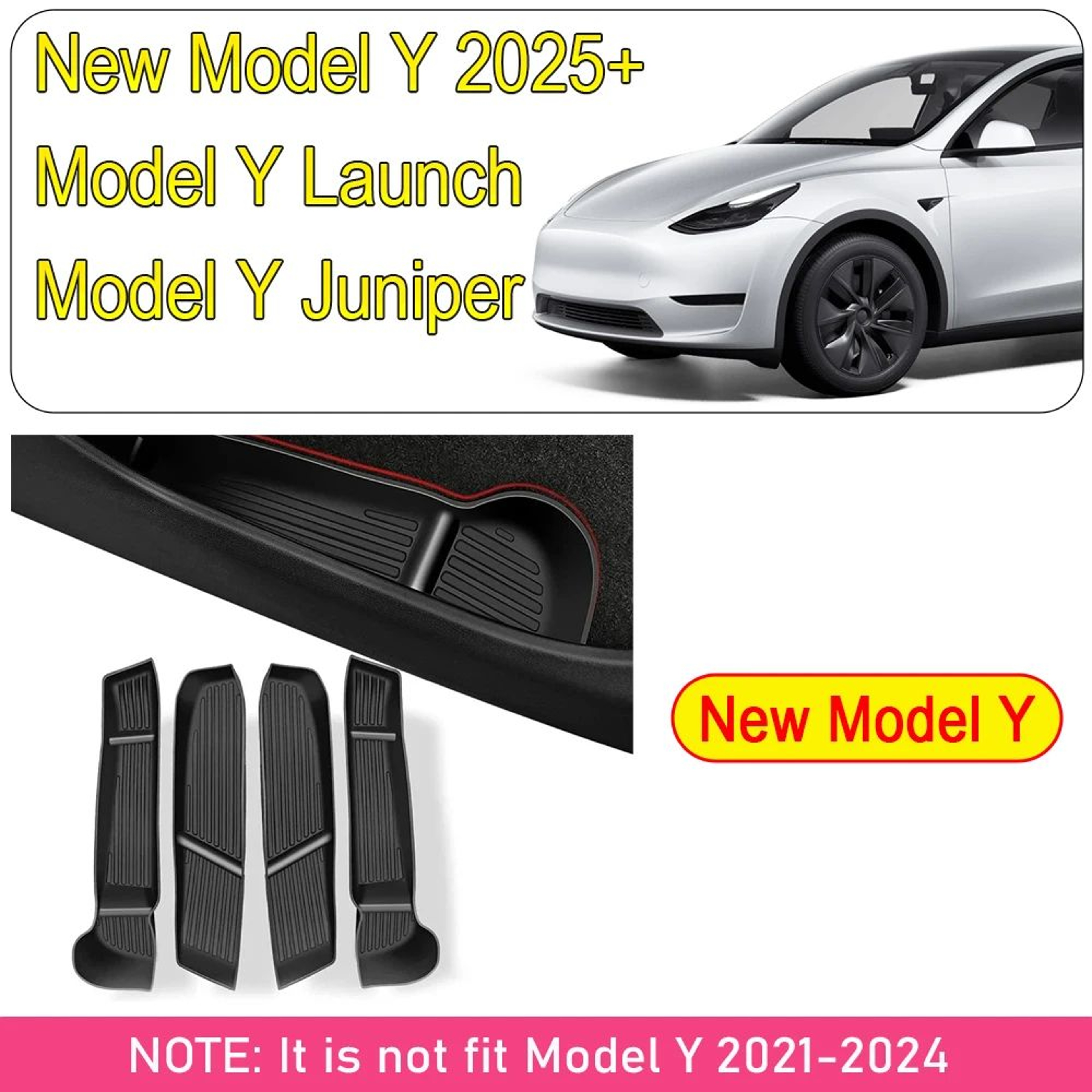 Tesla Model Y Juniper Door Handle Storage Box Set Front  Rear  Door Organizer Trays 6