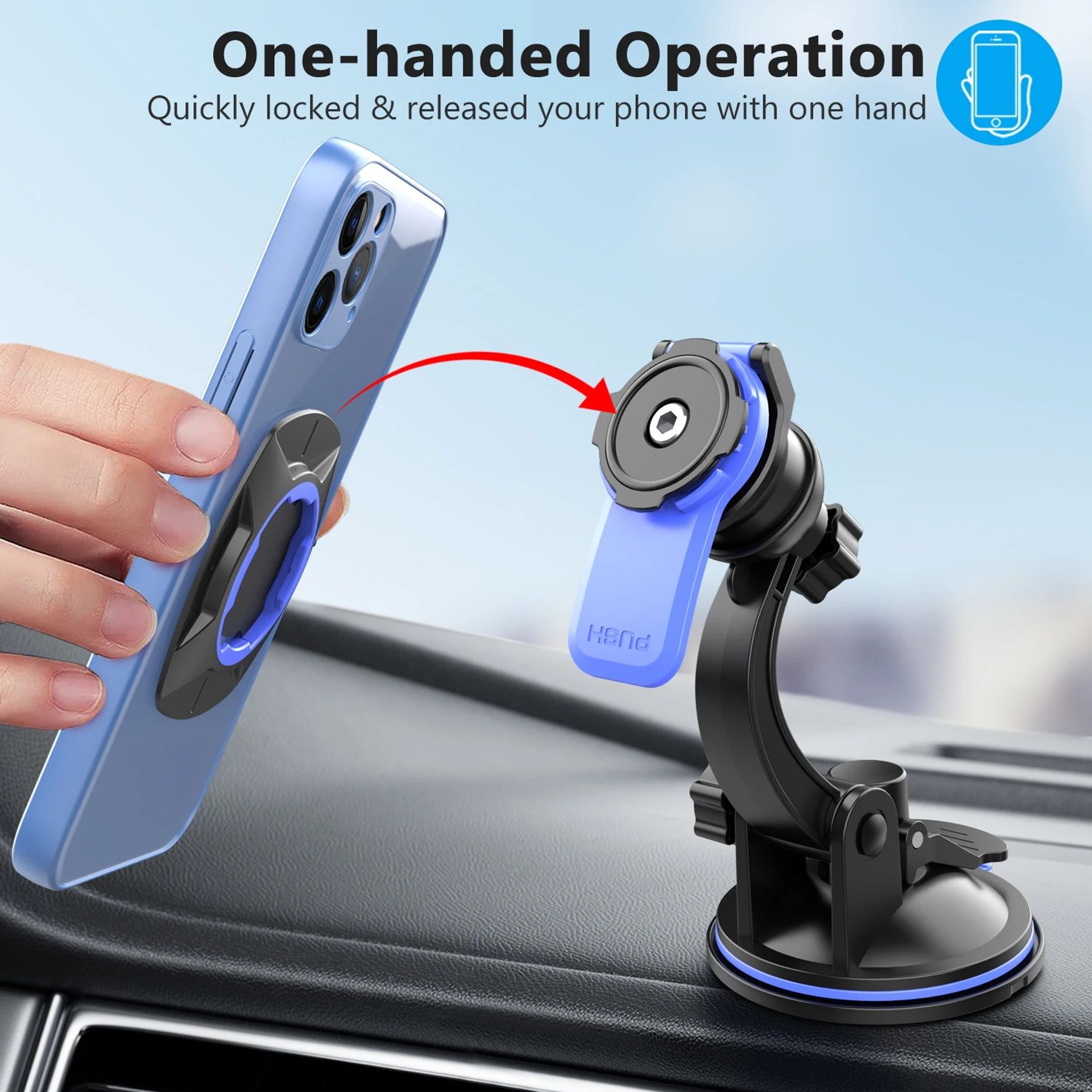 360 Rotating Car Phone Mount  Universal DashboardWindshield Suction Holder For Cars  Trucks 4