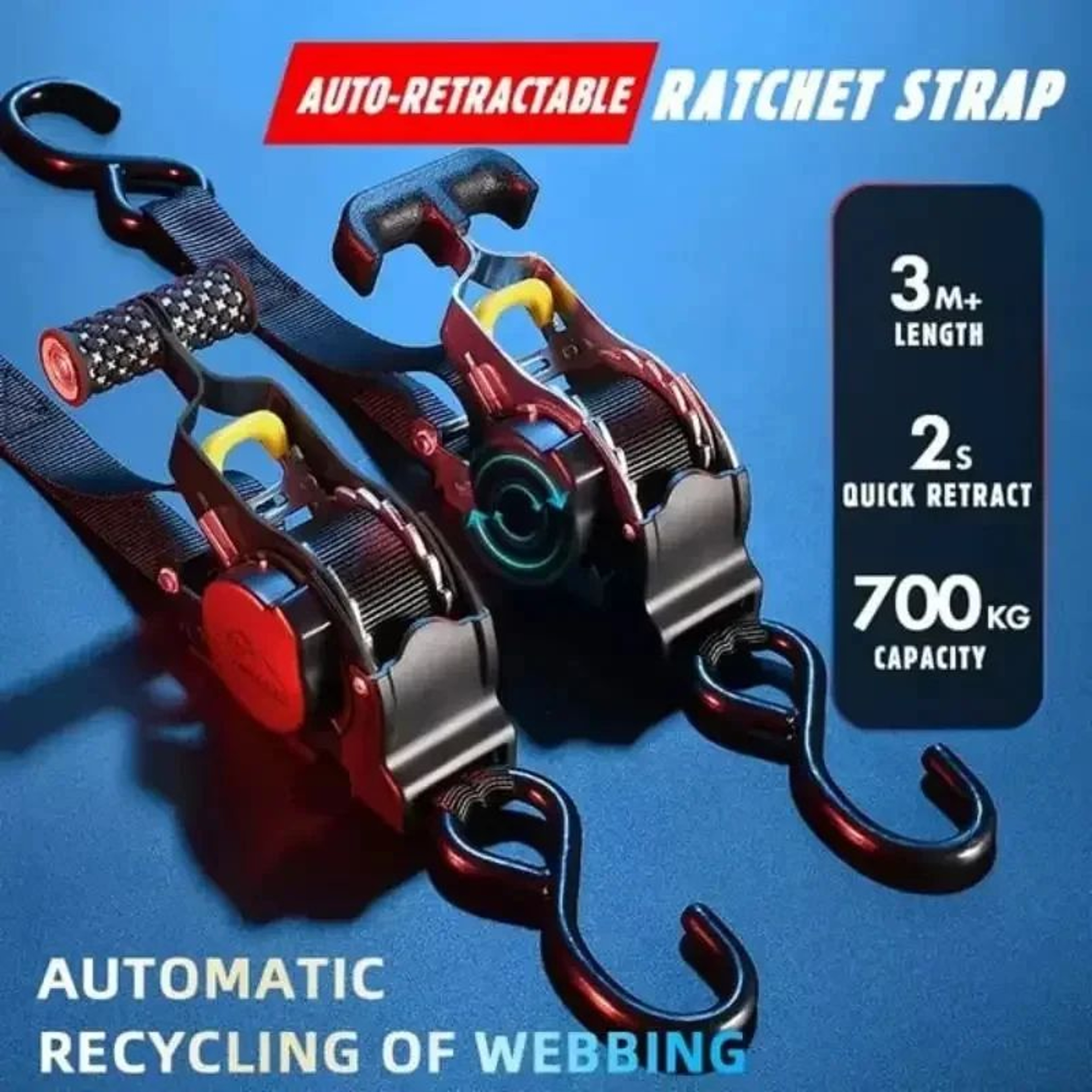 AutoLock Pro Retractable Ratchet Tie Down Straps For Secure Cargo Transport 0