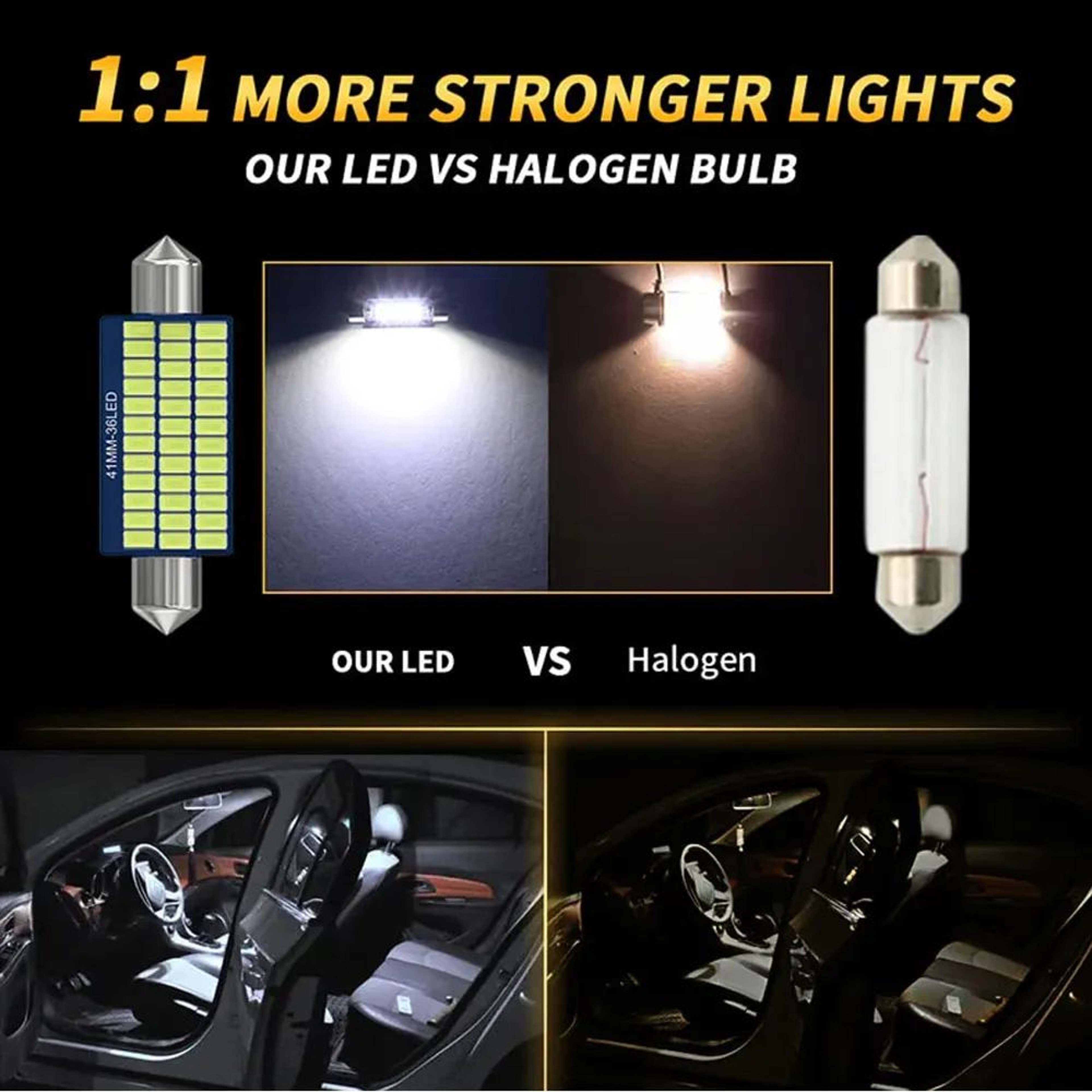 Premium Canbus LED Festoon Bulbs 12V  UltraBright C5W Interior  License Plate Light Upgrade 4