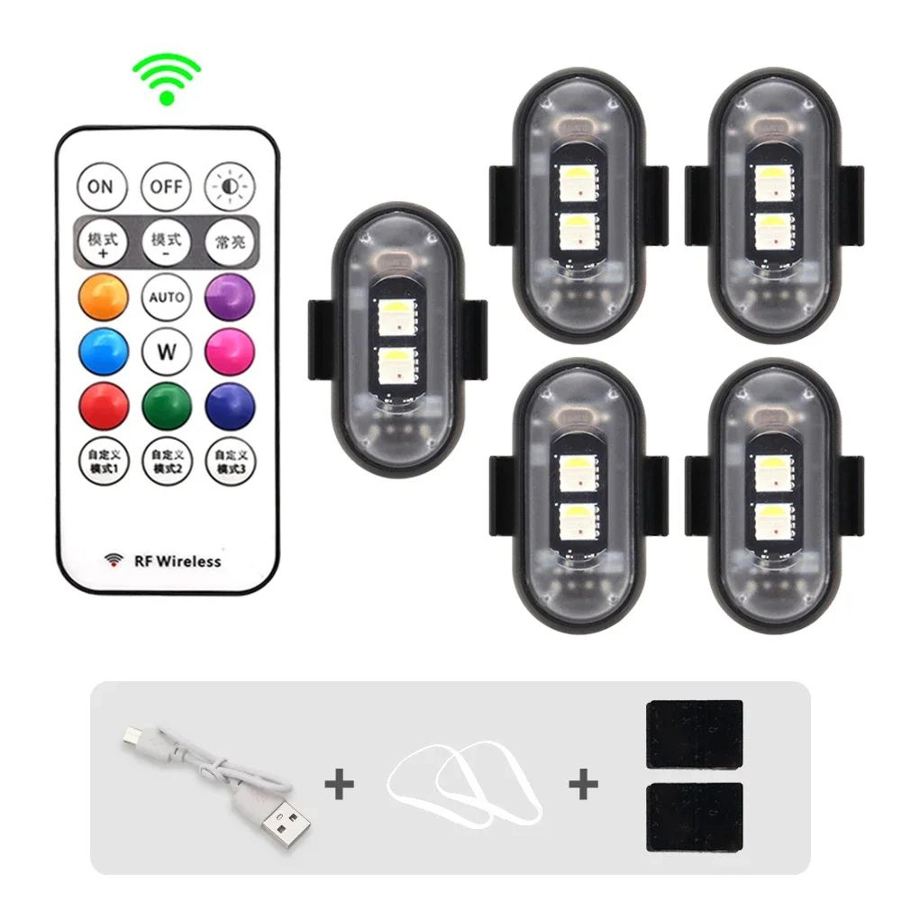 RGB LED Strobe Warning Lights  Wireless 8Color Safety Lights For Car  Motorcycle 10
