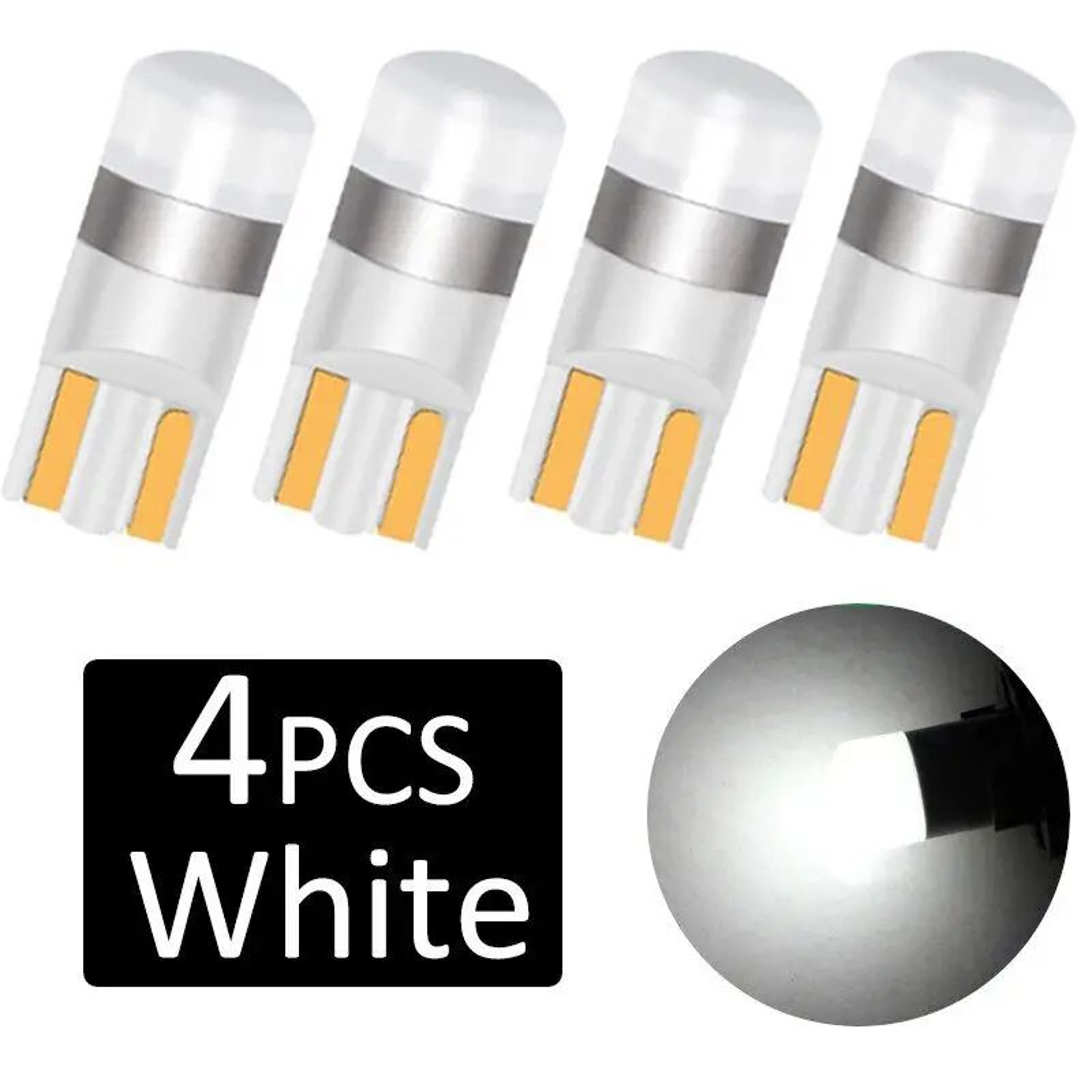 4Pack T10 W5W 3030 SMD 6000K White LED Interior Dome Bulbs 10