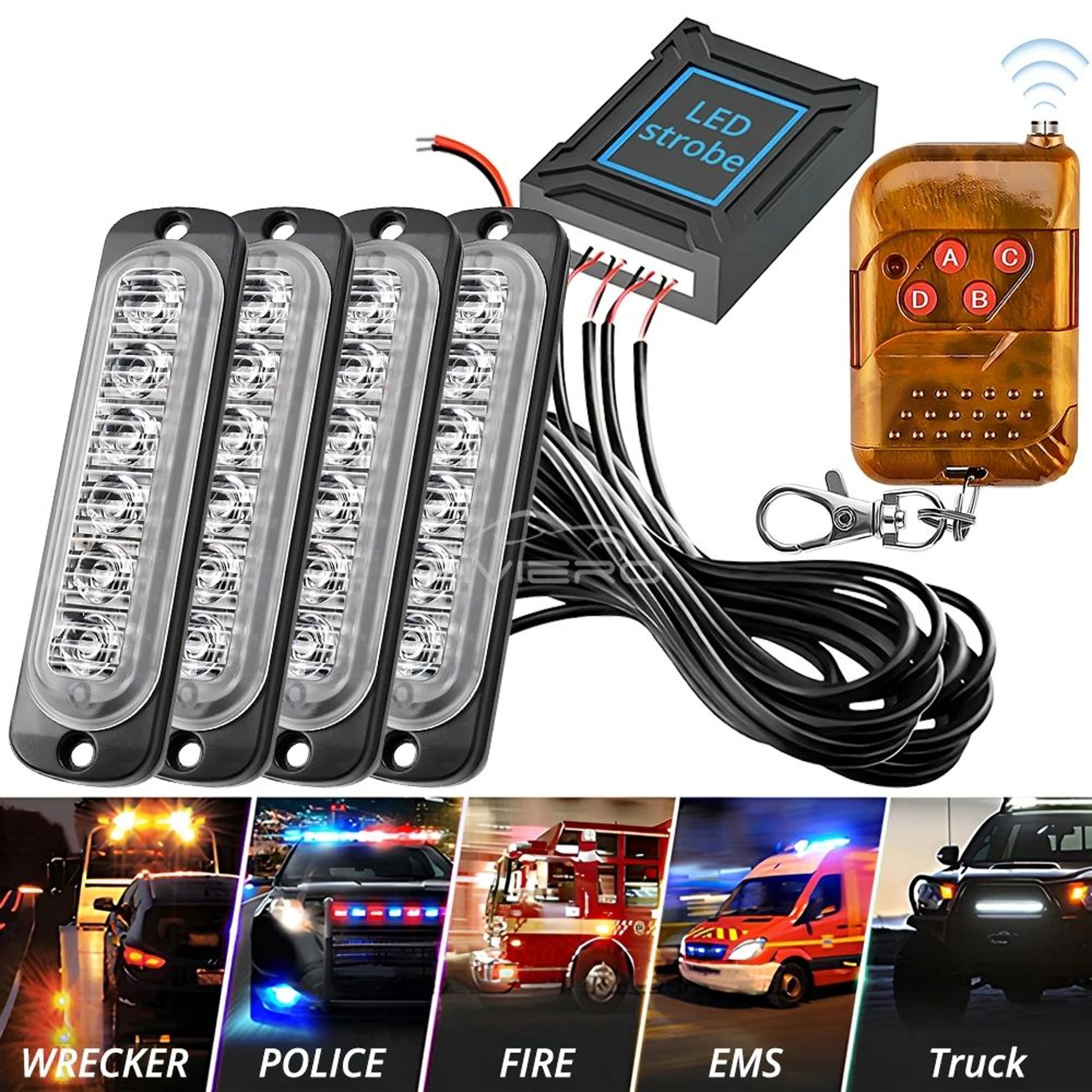 24LED Wireless Car Strobe Light  Magnetic Emergency Warning Light For Trucks  Trailers 1224V 2