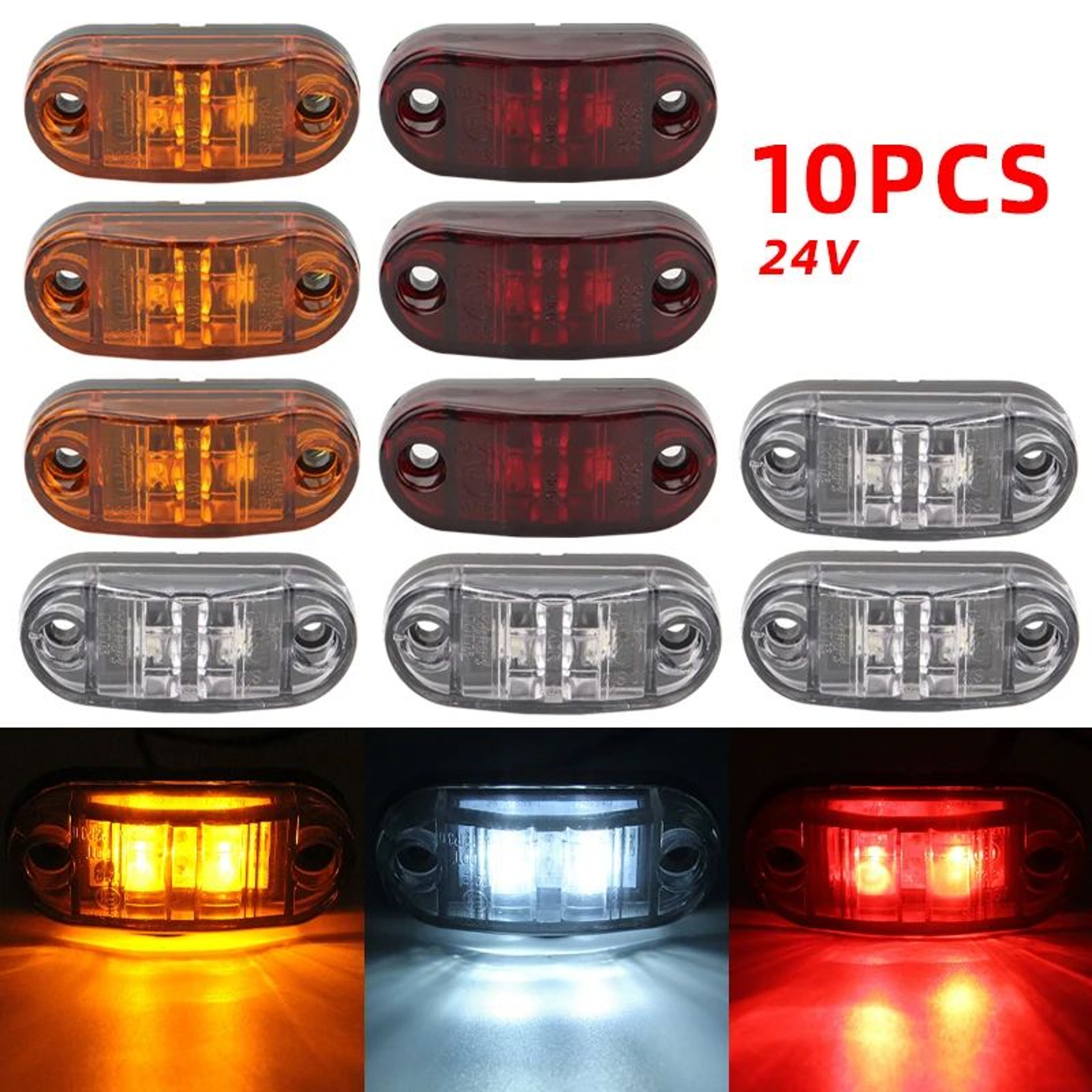 24V LED Trailer Clearance Marker Lights  Waterproof Side Warning Tail Light Kit For Trucks Vans  Ca 0