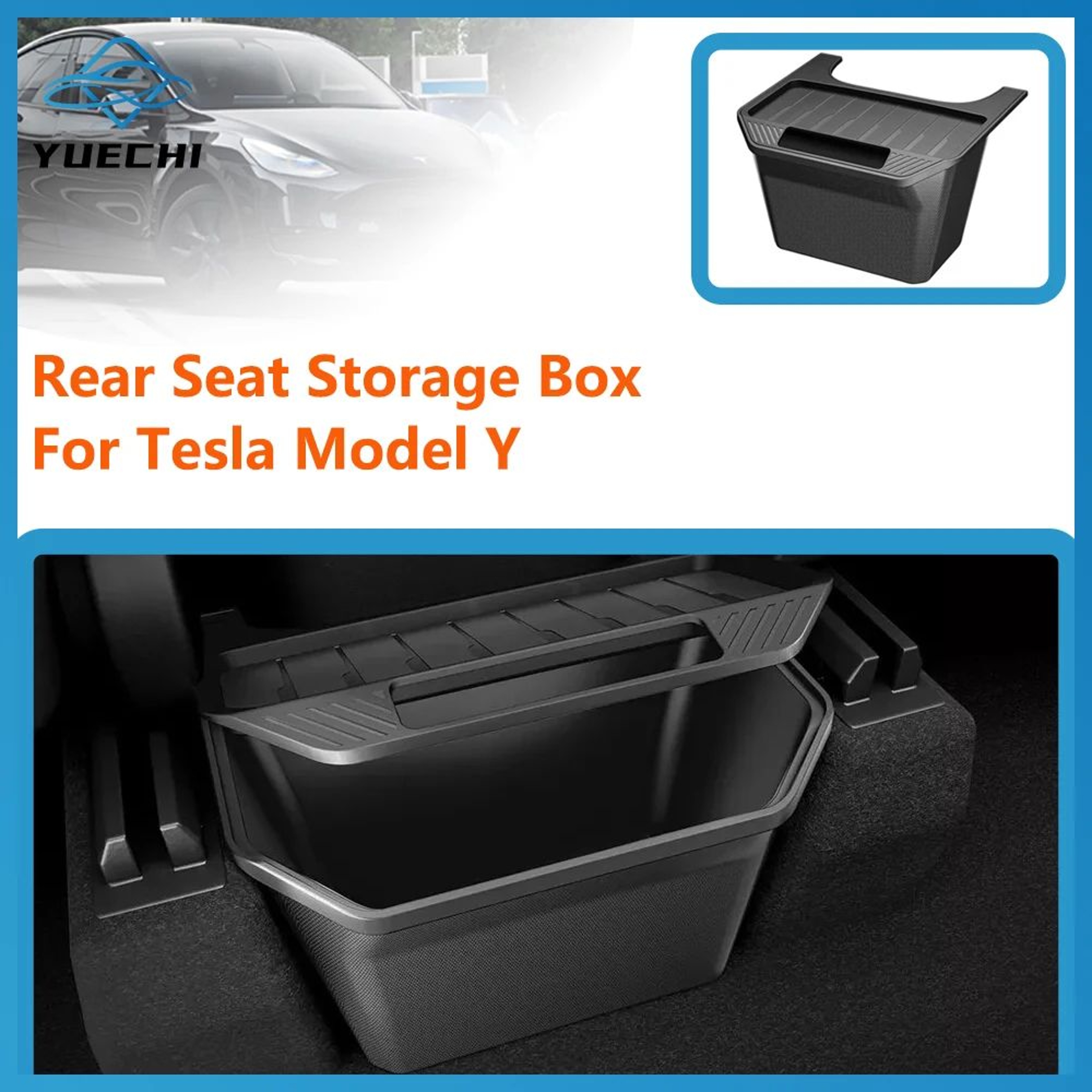 Tesla Model Y Rear Seat Storage Box  Backseat Organizer With Lid  Hidden Trash Can Console Bin For  0