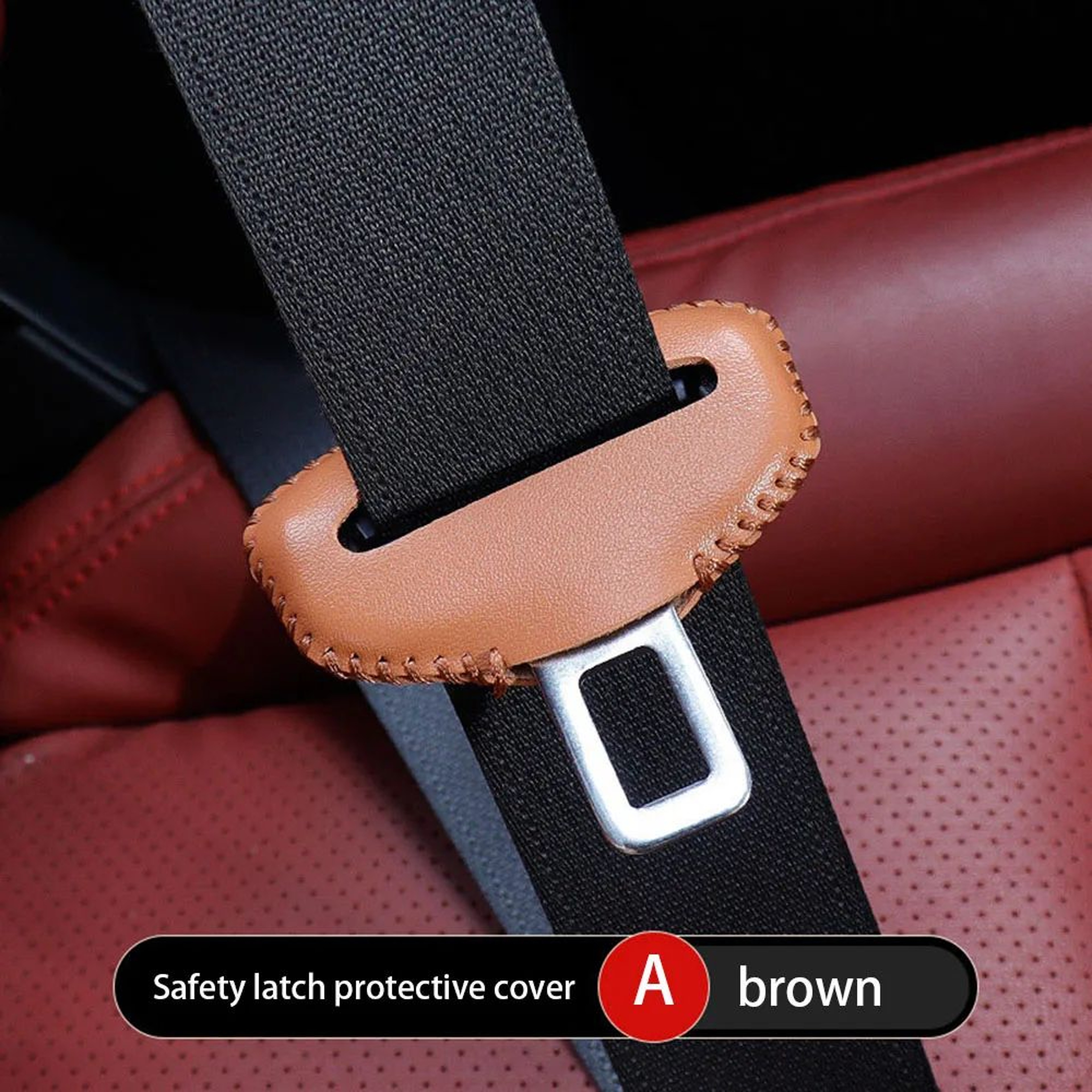 Universal Seat Belt Buckle Cover In PU Leather  AntiScratch QuietRide Protector For Car Interiors 9